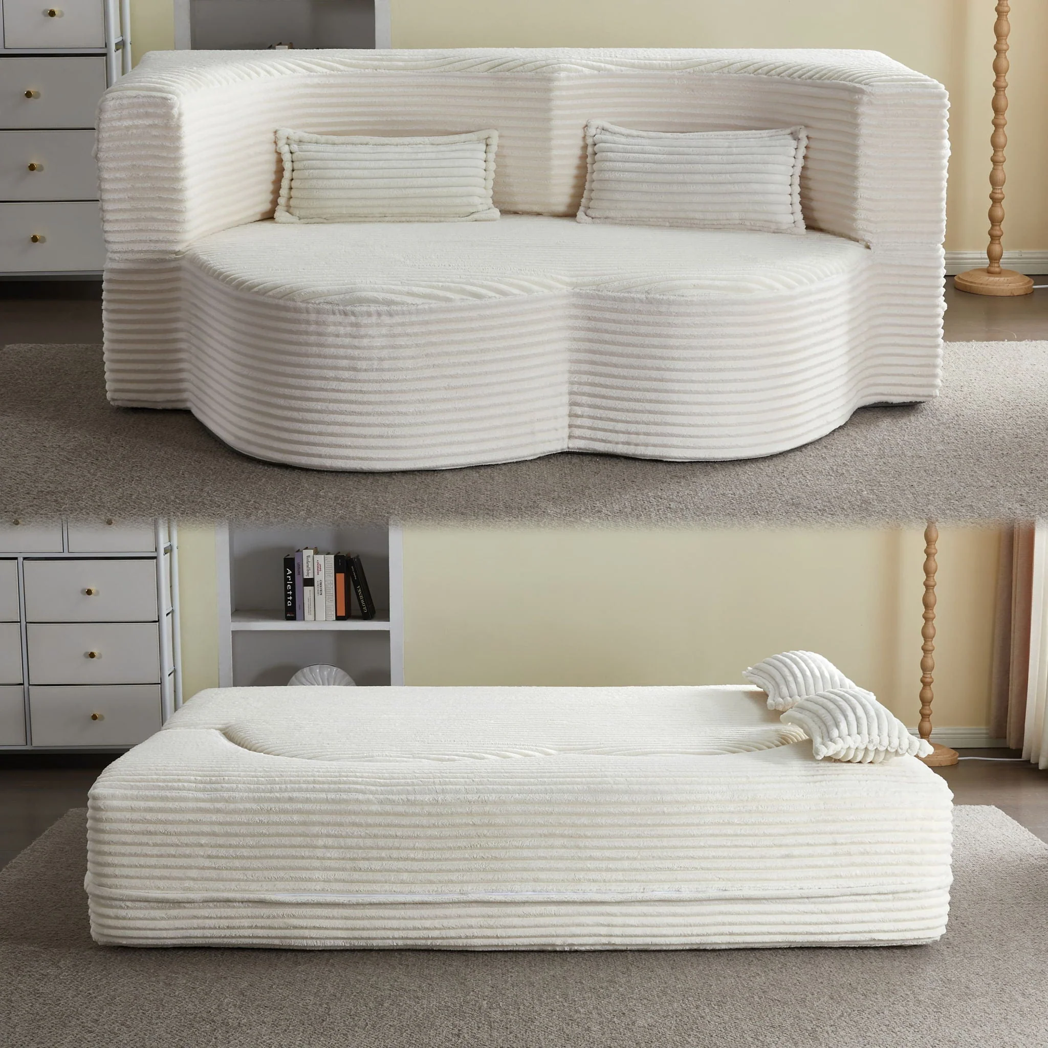 Floor Convertible Sleeper Sofa Bed With 2 Pillows - Image 23