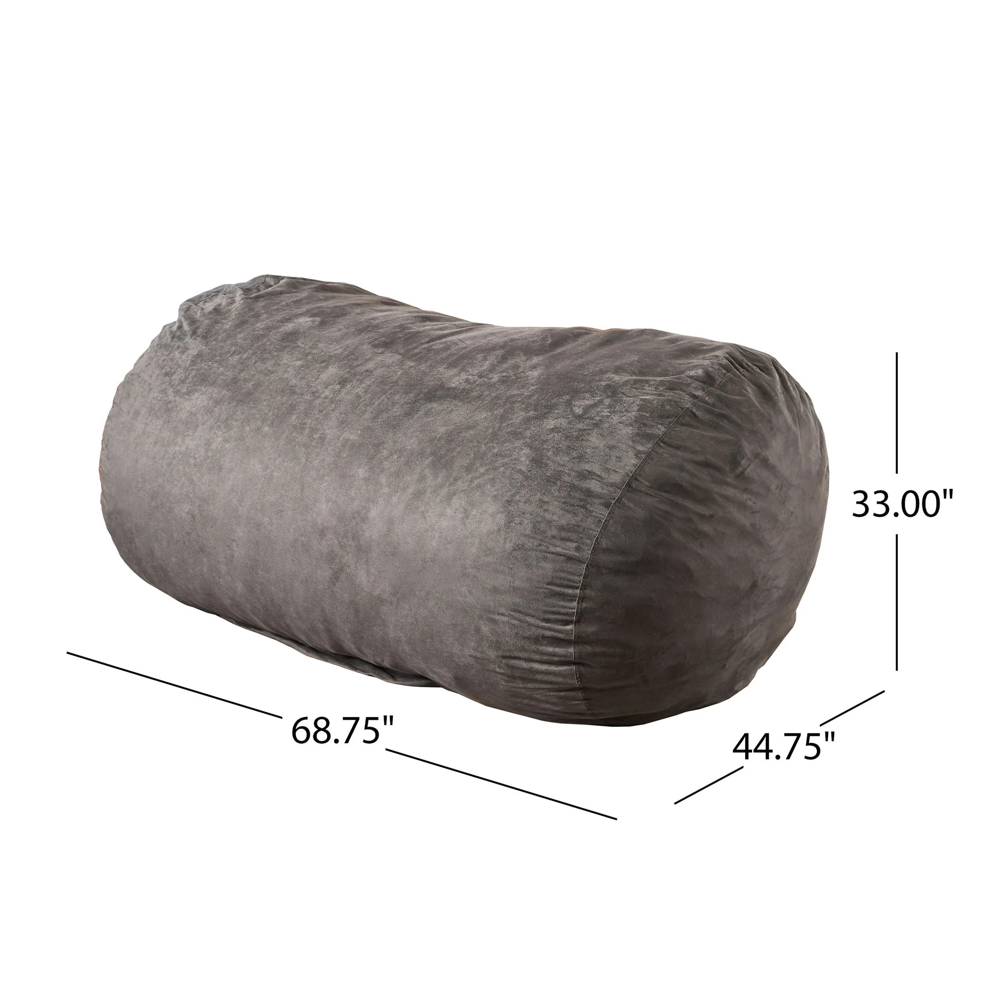 Flora - Traditional 6.5 Foot Suede Bean Bag - Charcoal - Image 4