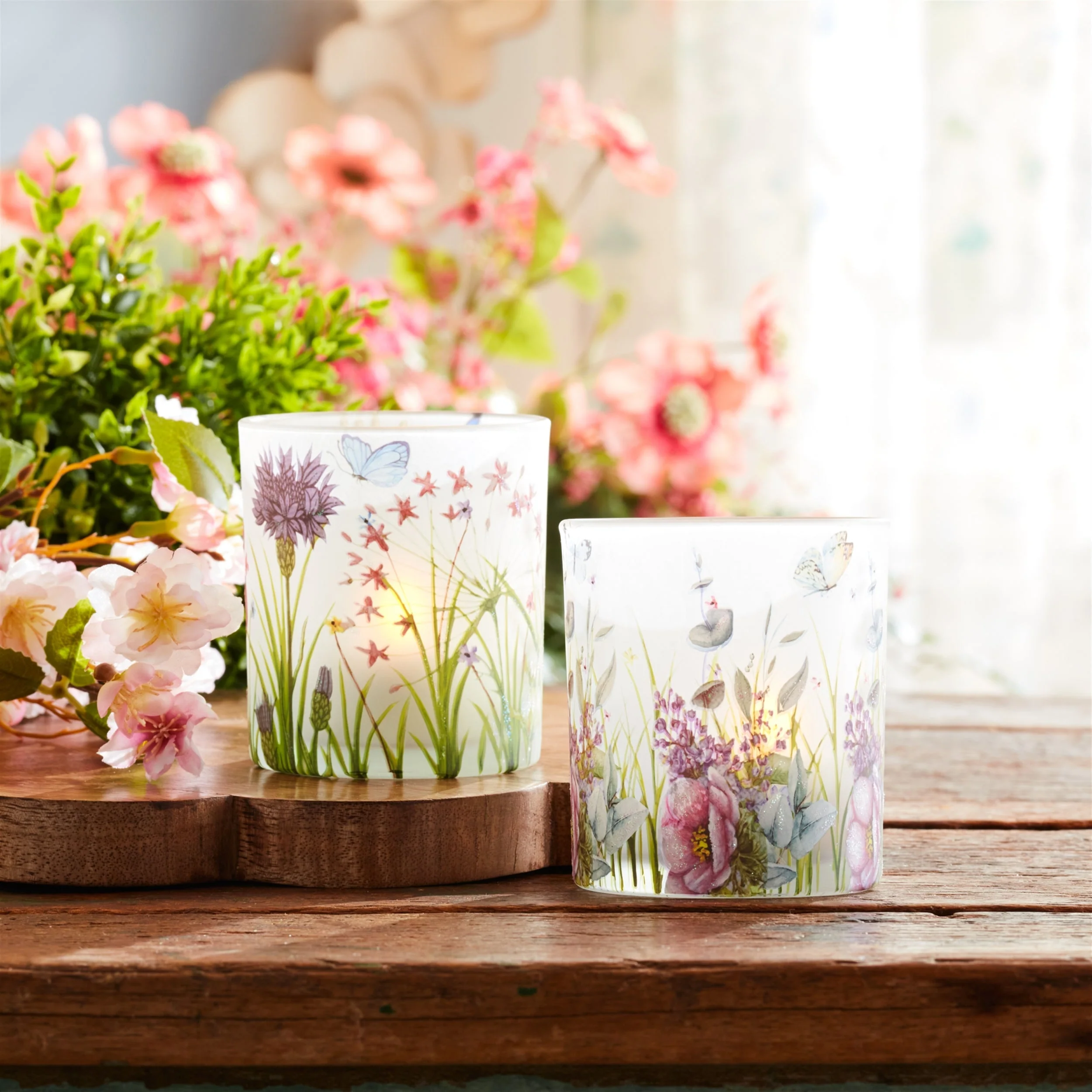 Floral butterfly votive candle holder (set of 3) - Image 2