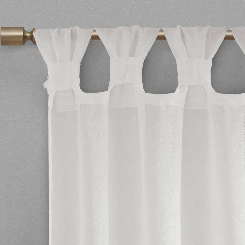 Floral Embellished Cuff Tab Top Solid Curtain Panel - Image 3