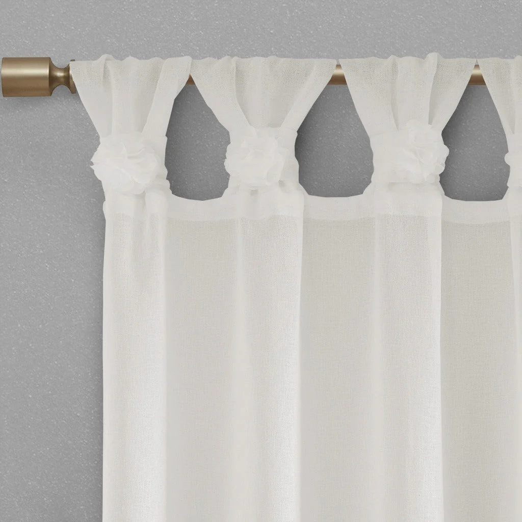 Floral Embellished Cuff Tab Top Solid Curtain Panel - Image 4