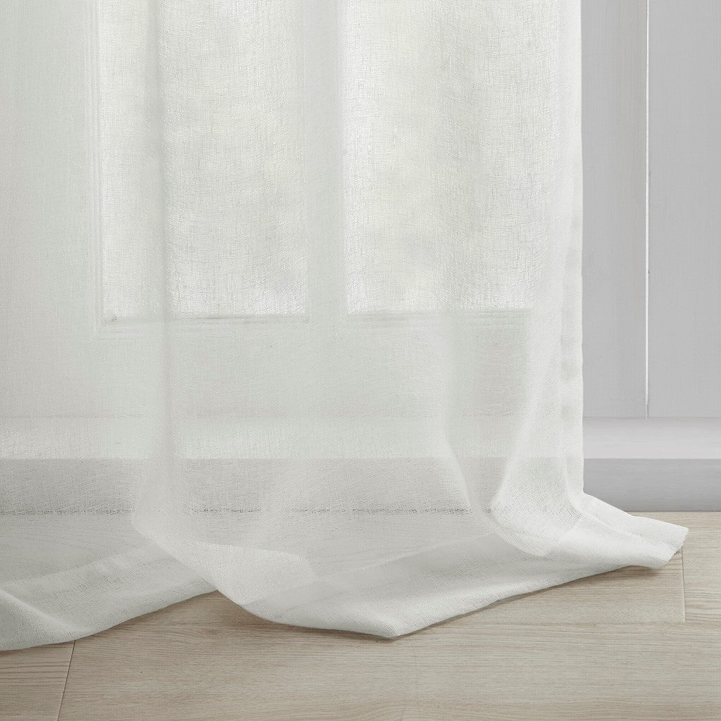 Floral Embellished Cuff Tab Top Solid Curtain Panel - Image 5