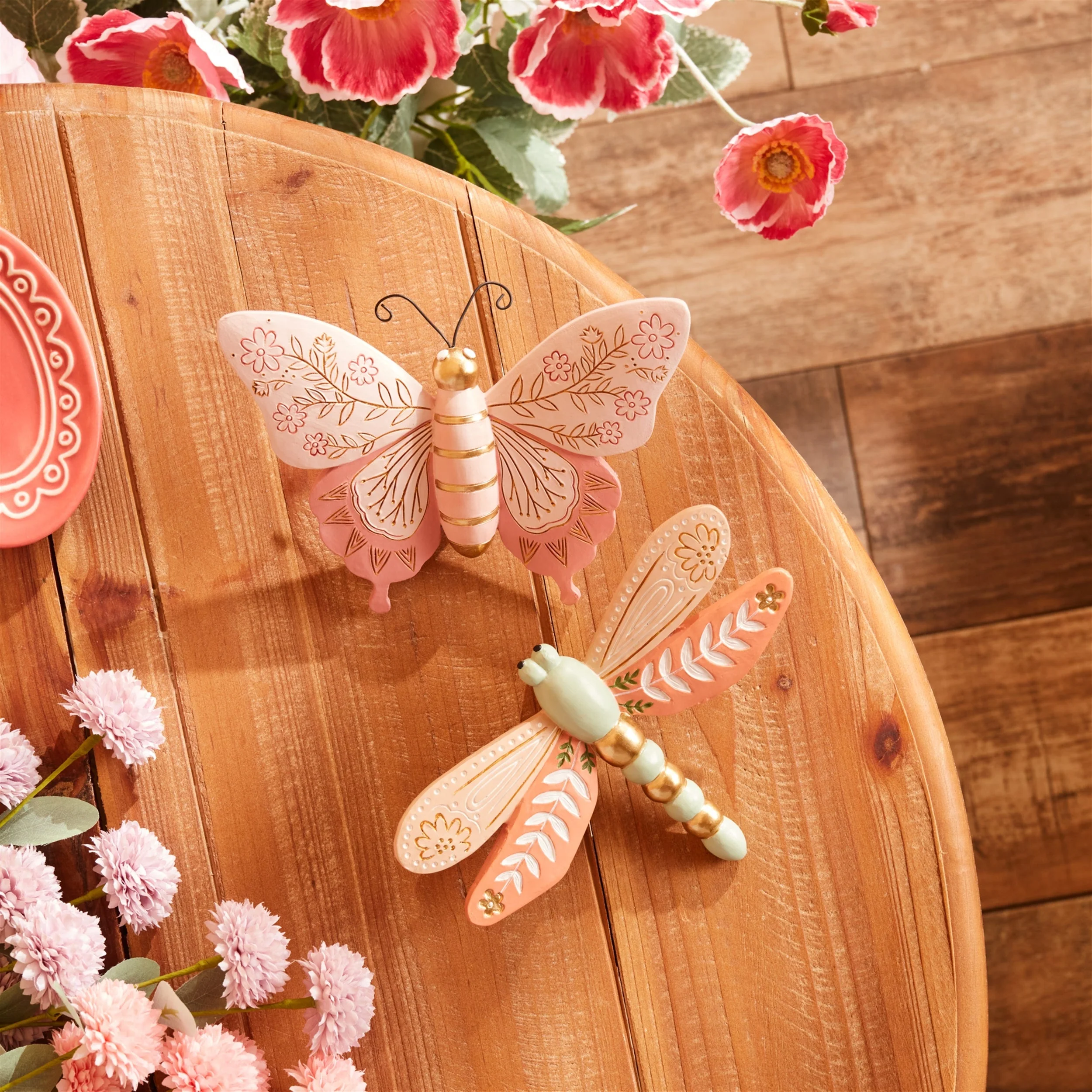 Floral Etched Butterfly and Dragonfly Shelf Sitters (Set of 4) - Image 2