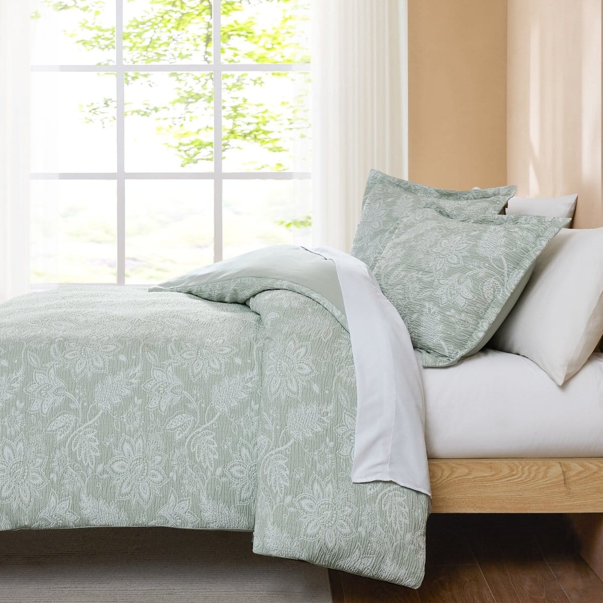 Floral Jacobean Gauze Jacquard Duvet Cover Set - Image 3