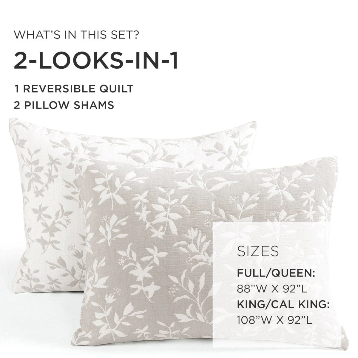 Floral Jacquard Reversible Soft Matelassé 3 Piece Quilt Set - Image 10