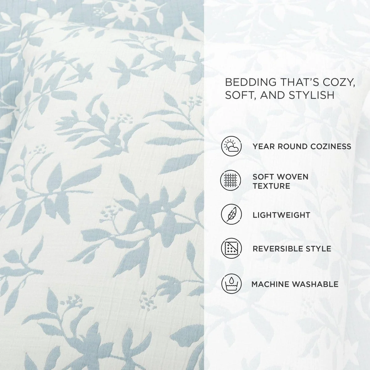 Floral Jacquard Reversible Soft Matelassé 3 Piece Quilt Set - Image 16