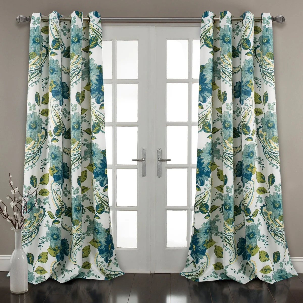 Floral Paisley Light Filtering Window Curtain Set - Image 2