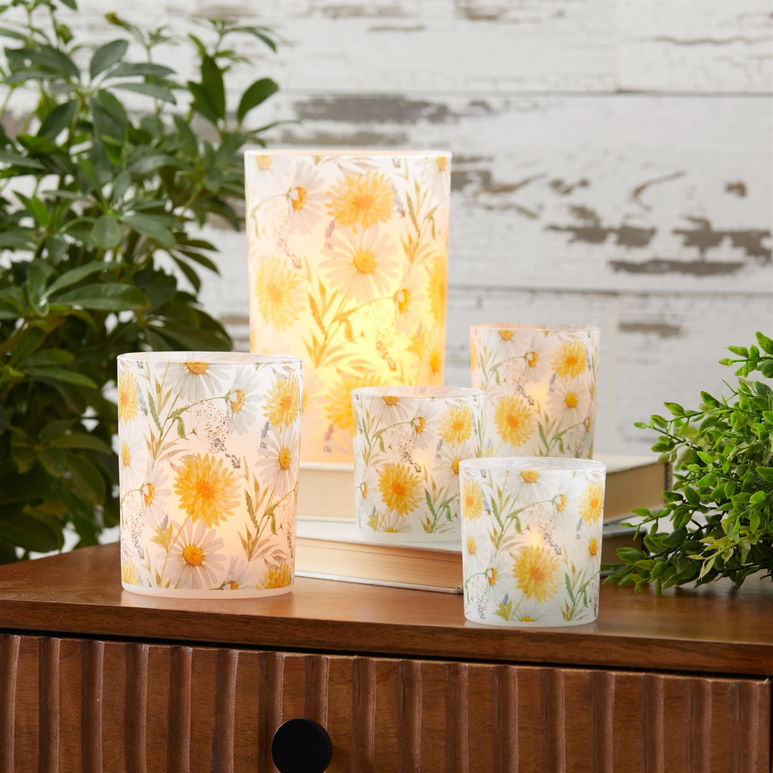 Floral Print Votive Candle Holder Set of 3 - Image 2