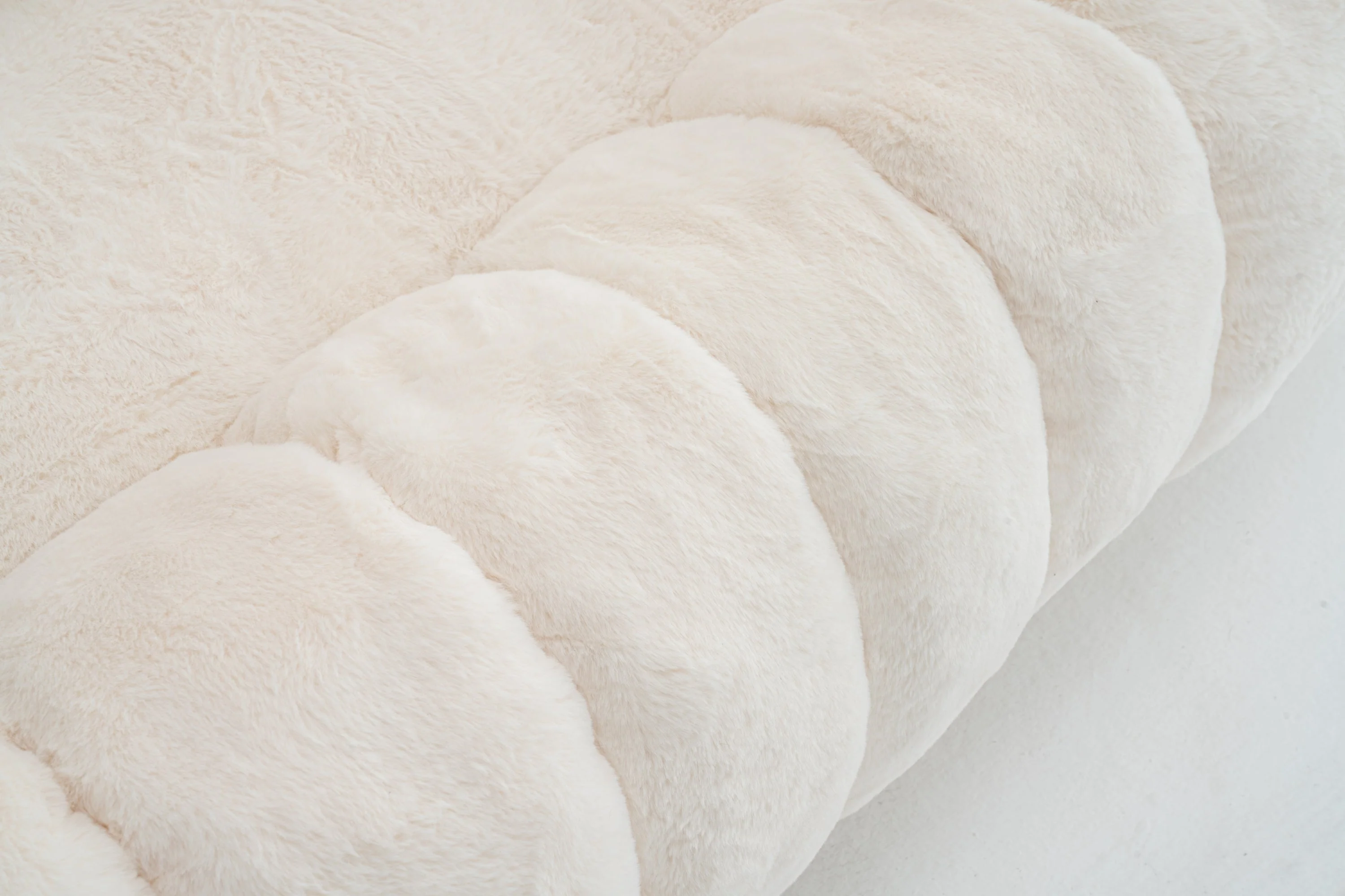 Floral-Shaped Beige Two-Seater Sofa with Ultra-Soft Faux Fur - Image 10