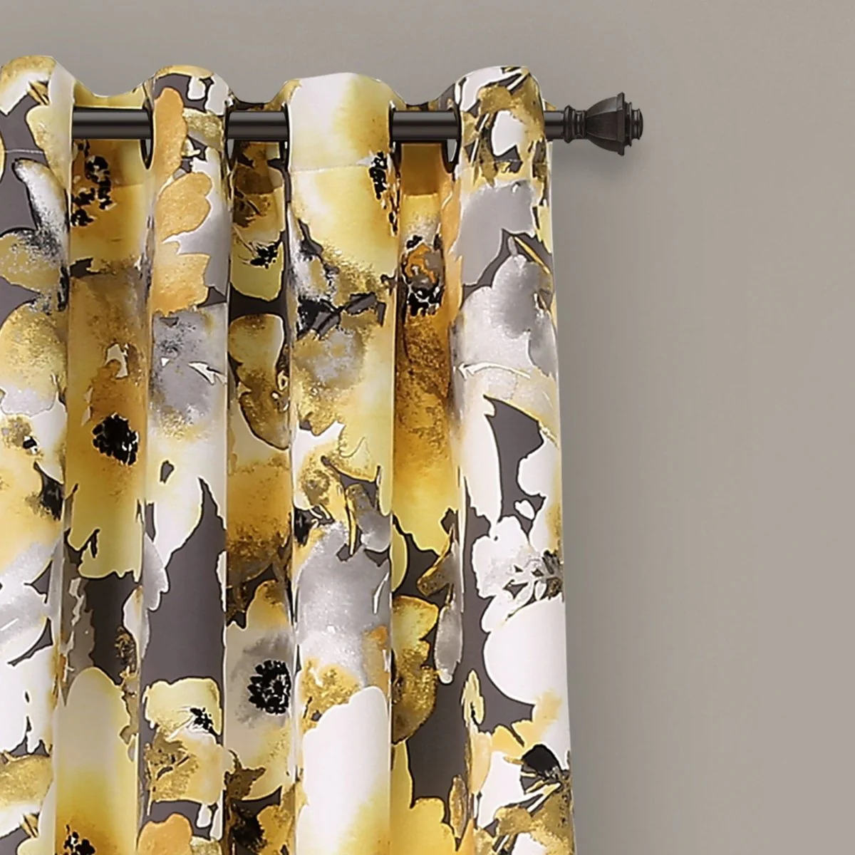 Floral Watercolor Room Darkening Window Curtain Panel Set - Image 3