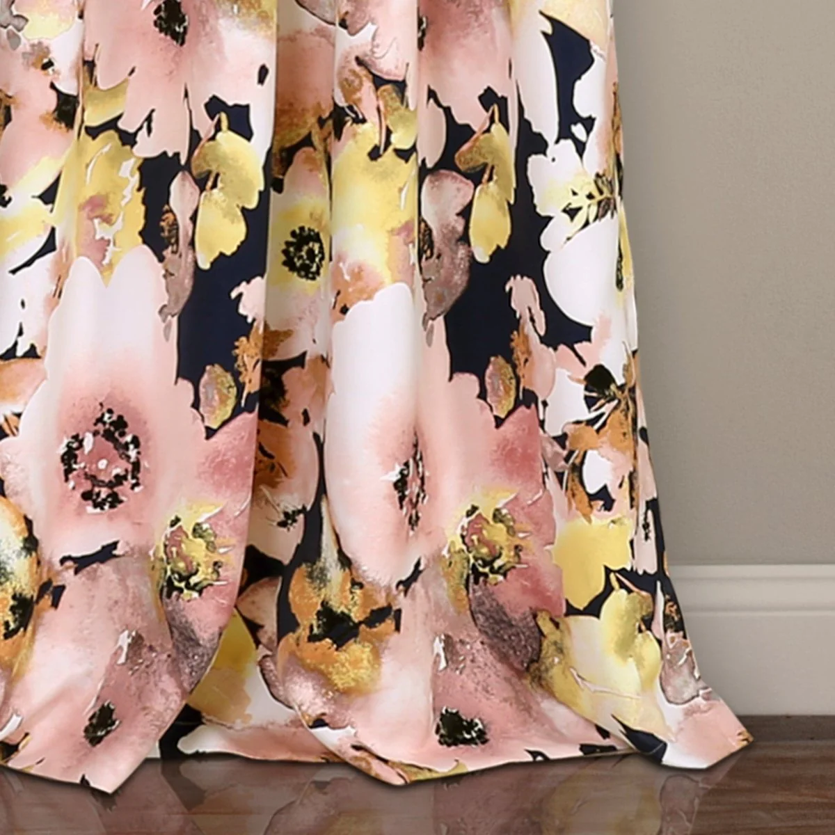 Floral Watercolor Room Darkening Window Curtain Panel Set - Image 6
