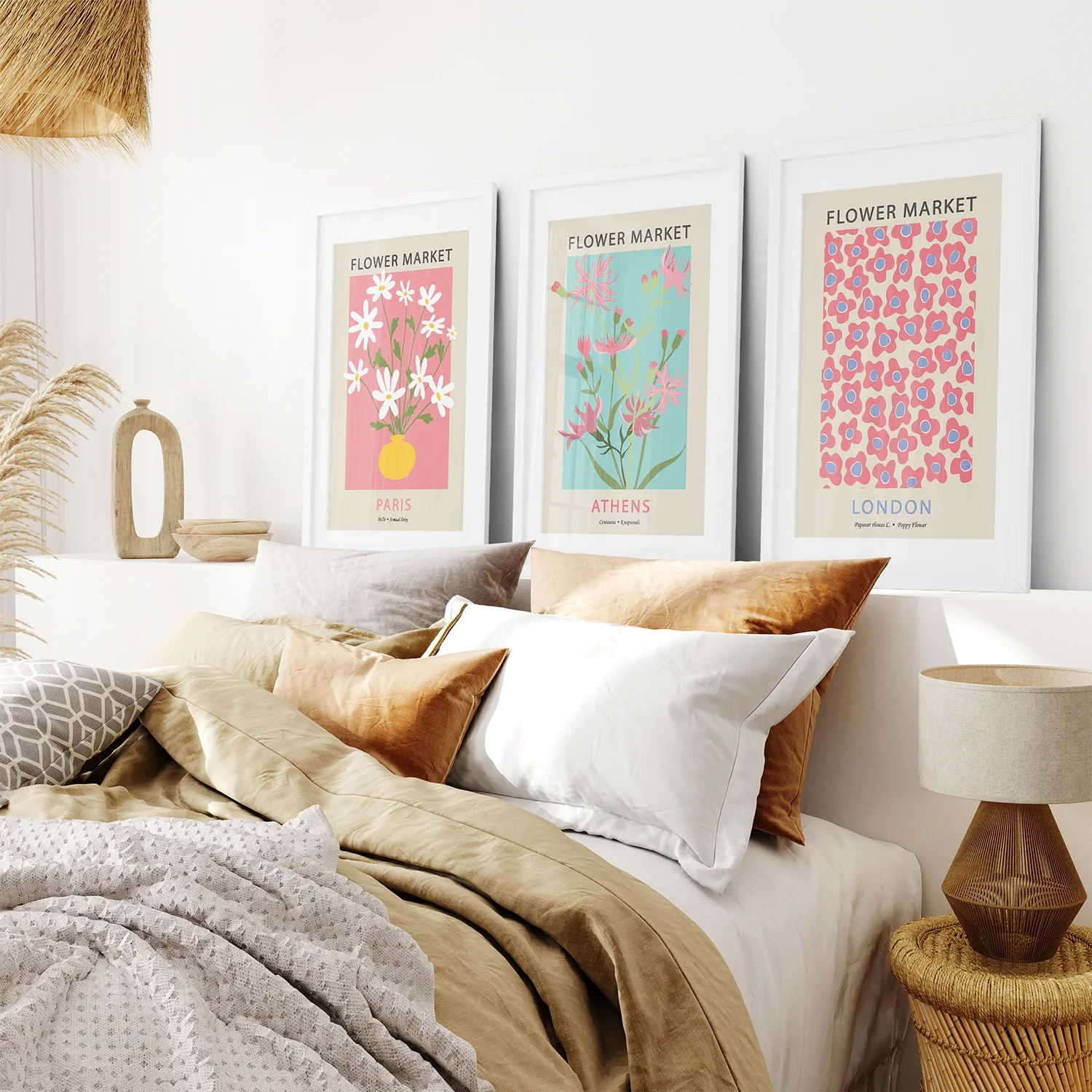 Flower Market Prints Set of 3 in Pink & Blue - Image 3