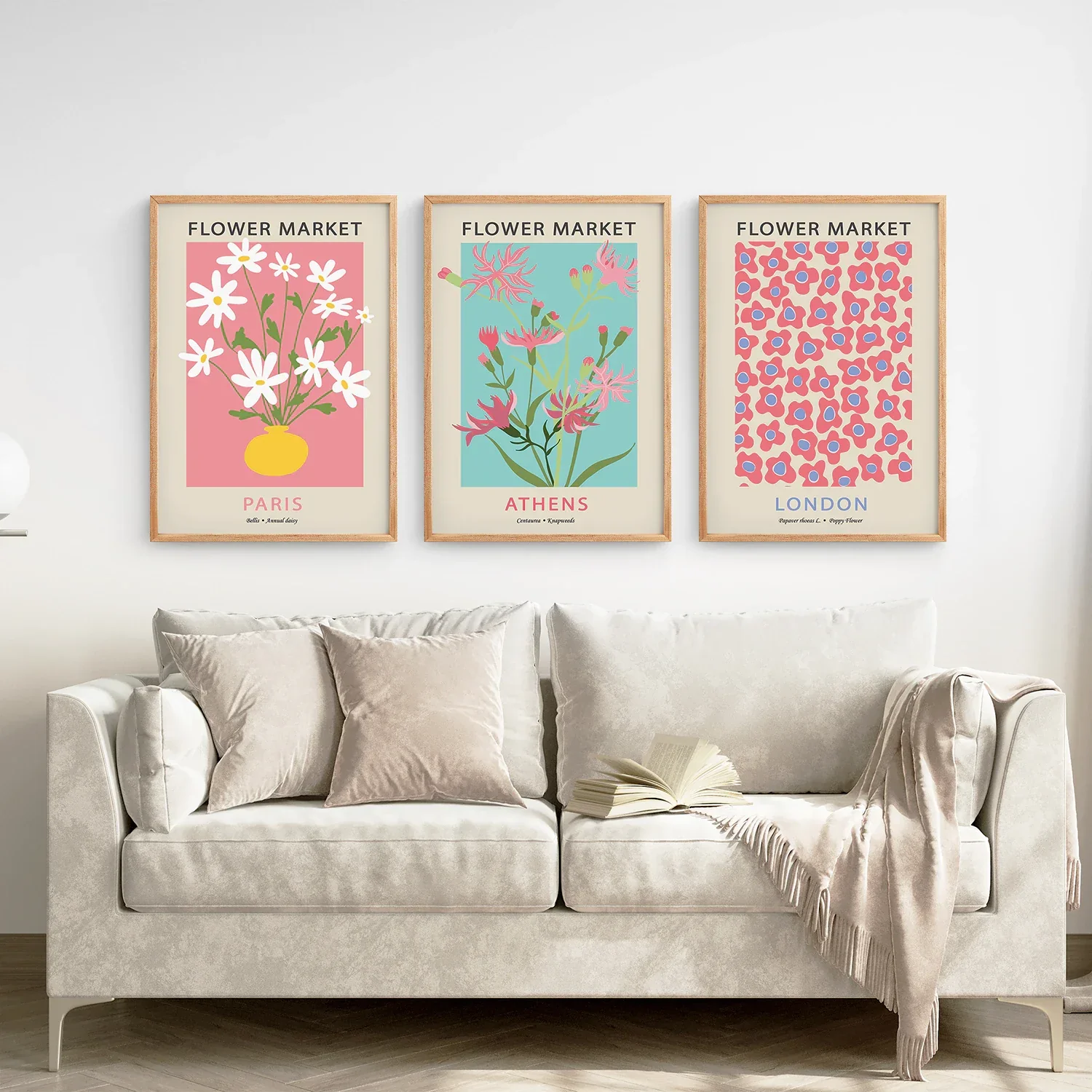 Flower Market Prints Set of 3 in Pink & Blue - Image 4