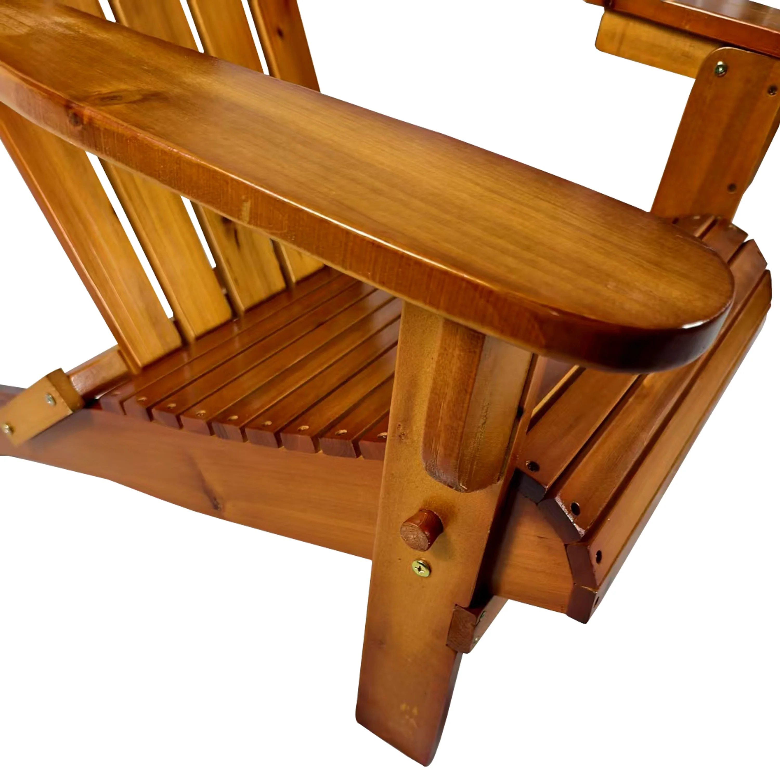 Foldable Solid Wood Adirondack Chair in Oak Finish - Image 10