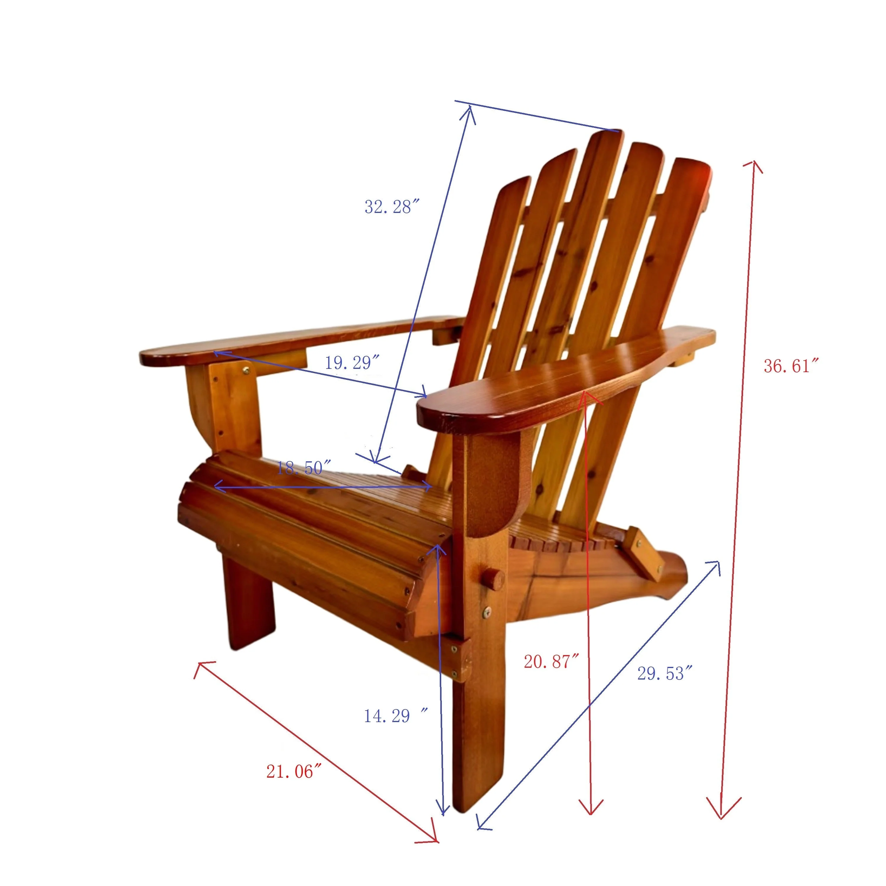 Foldable Solid Wood Adirondack Chair in Oak Finish - Image 12