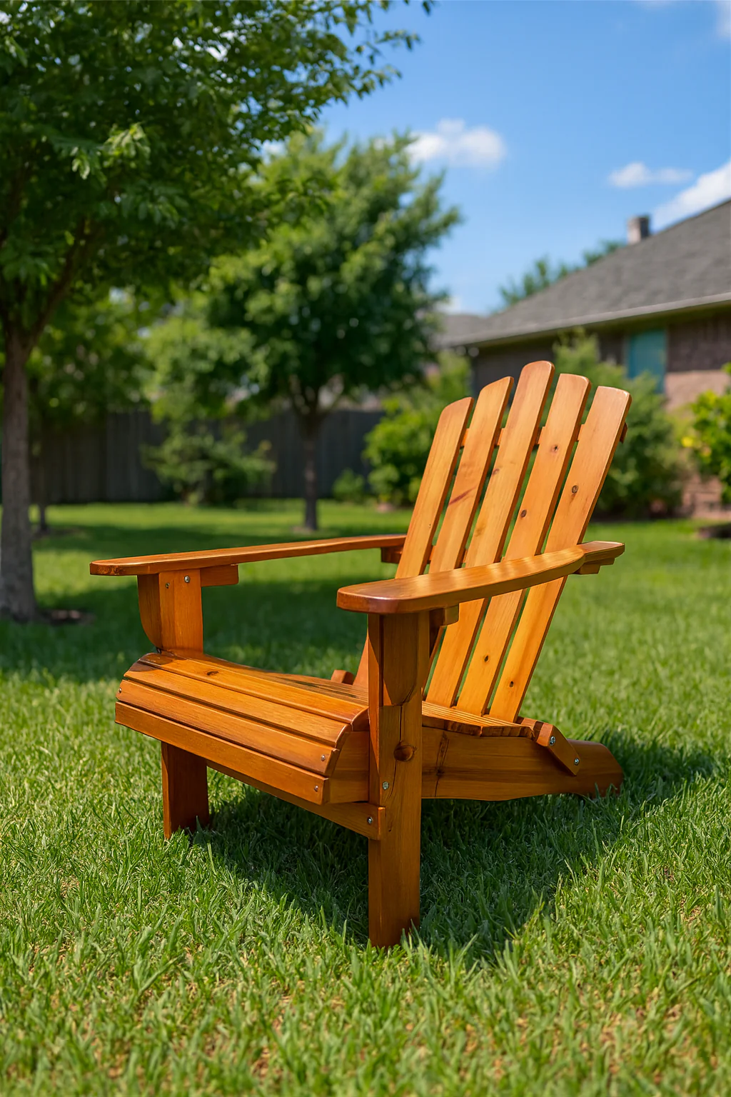 Foldable Solid Wood Adirondack Chair in Oak Finish - Image 2