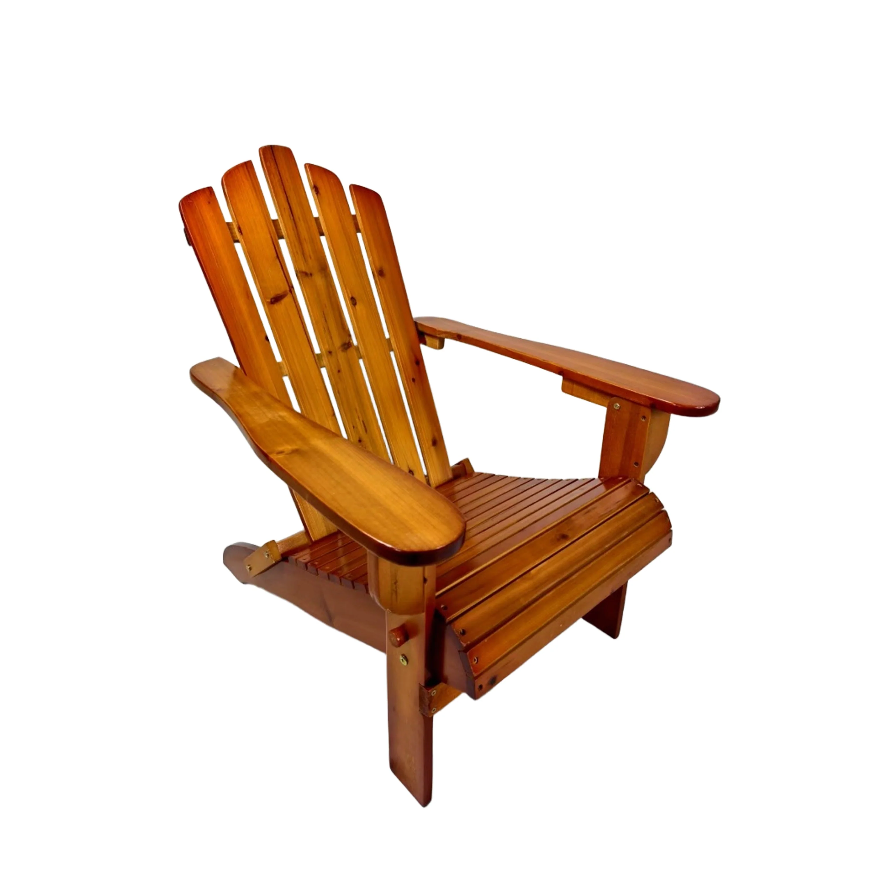 Foldable Solid Wood Adirondack Chair in Oak Finish - Image 3