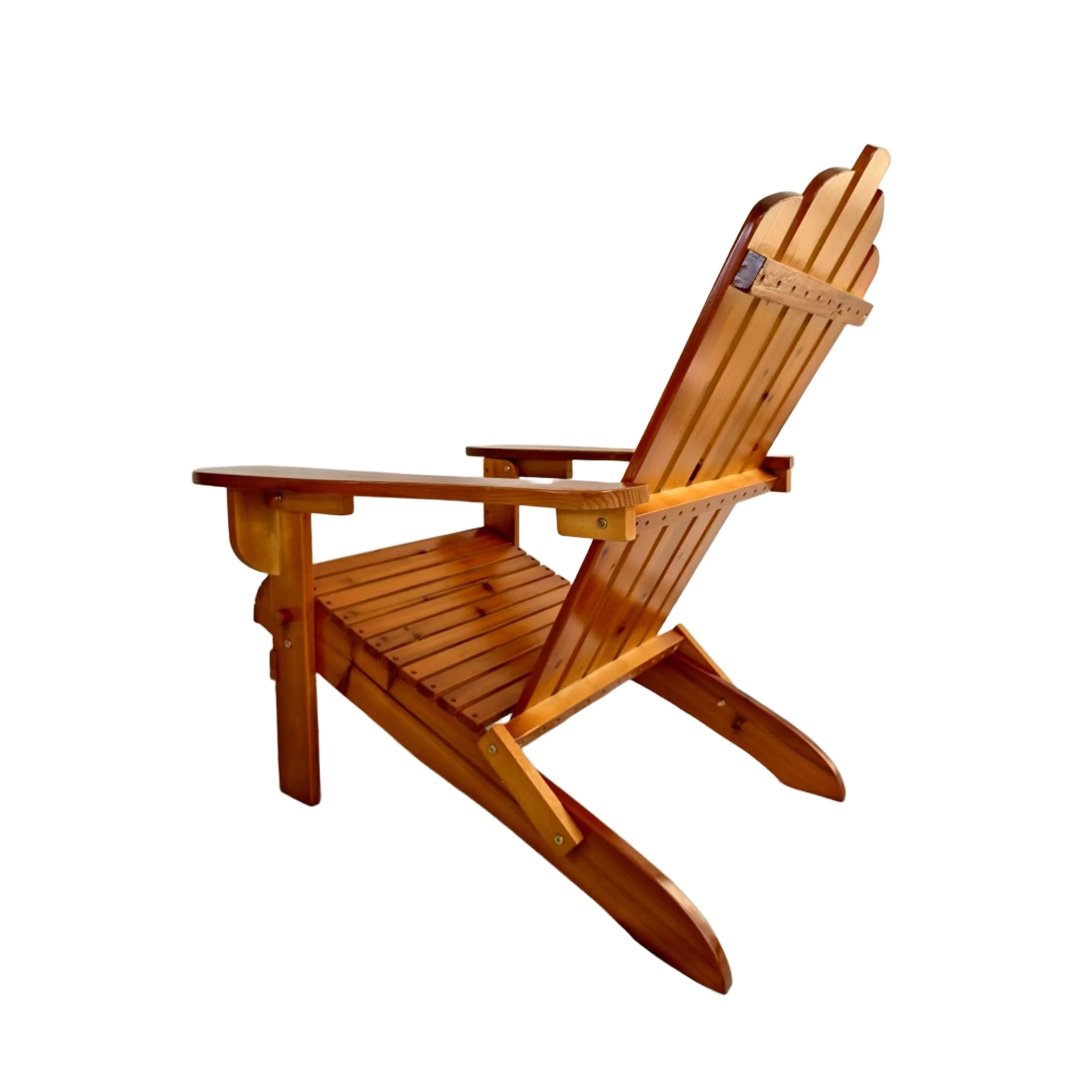 Foldable Solid Wood Adirondack Chair in Oak Finish - Image 5