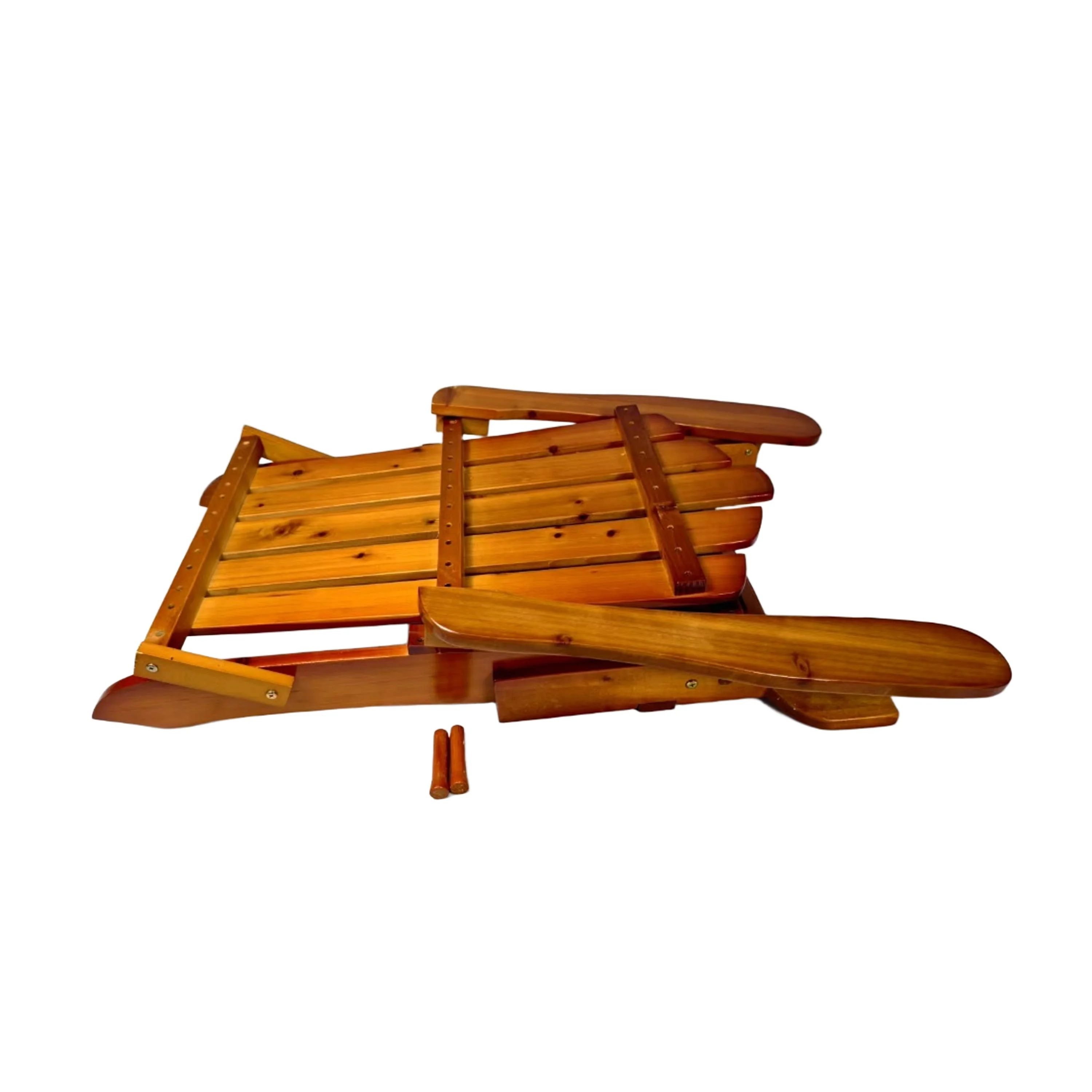 Foldable Solid Wood Adirondack Chair in Oak Finish - Image 7