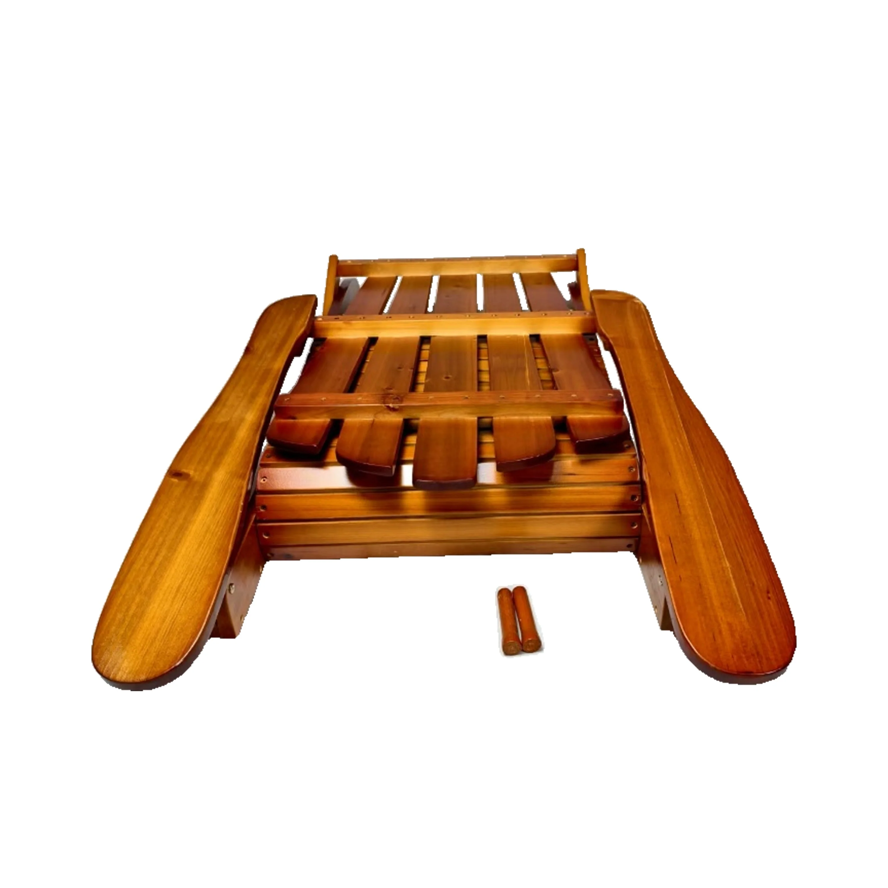 Foldable Solid Wood Adirondack Chair in Oak Finish - Image 8