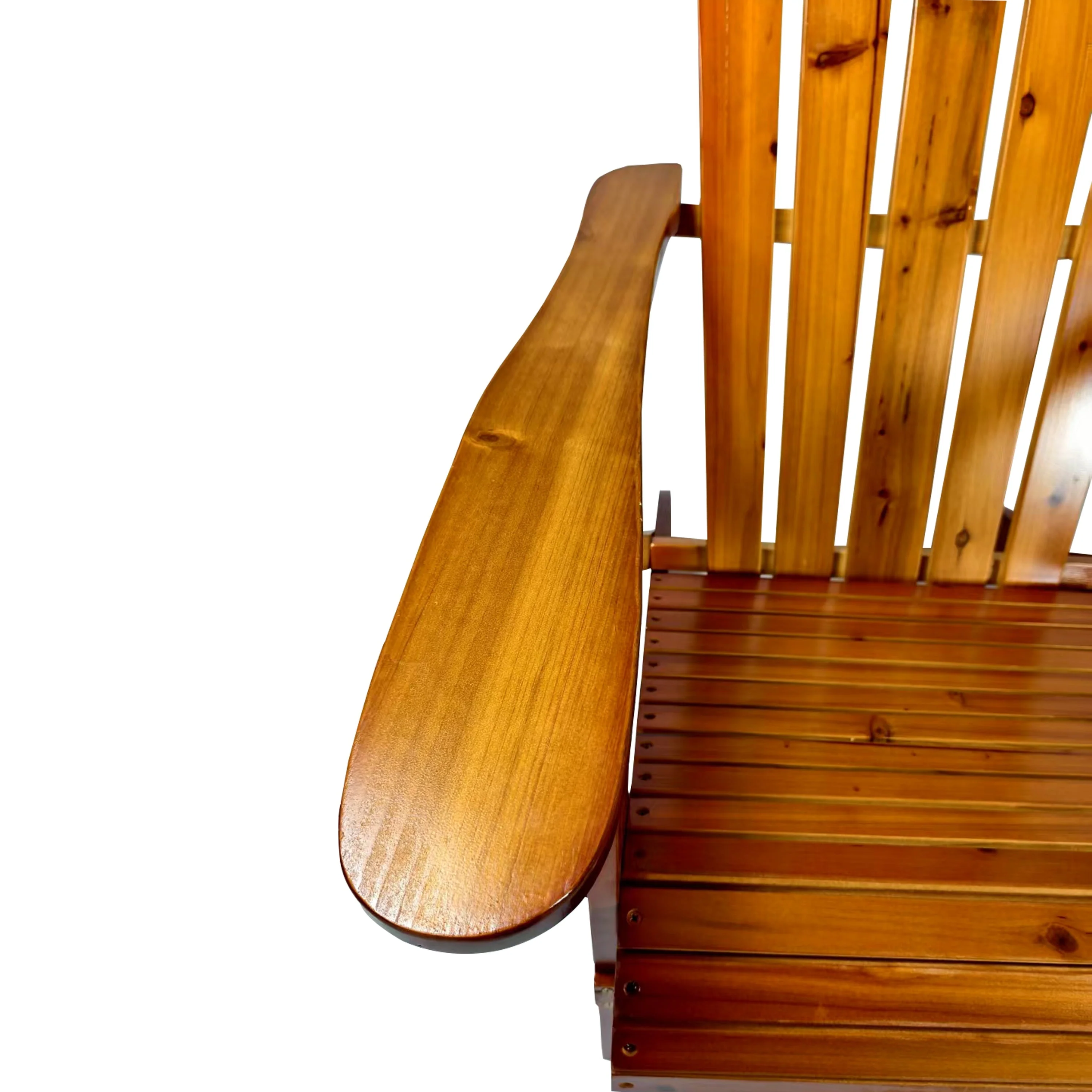 Foldable Solid Wood Adirondack Chair in Oak Finish - Image 9