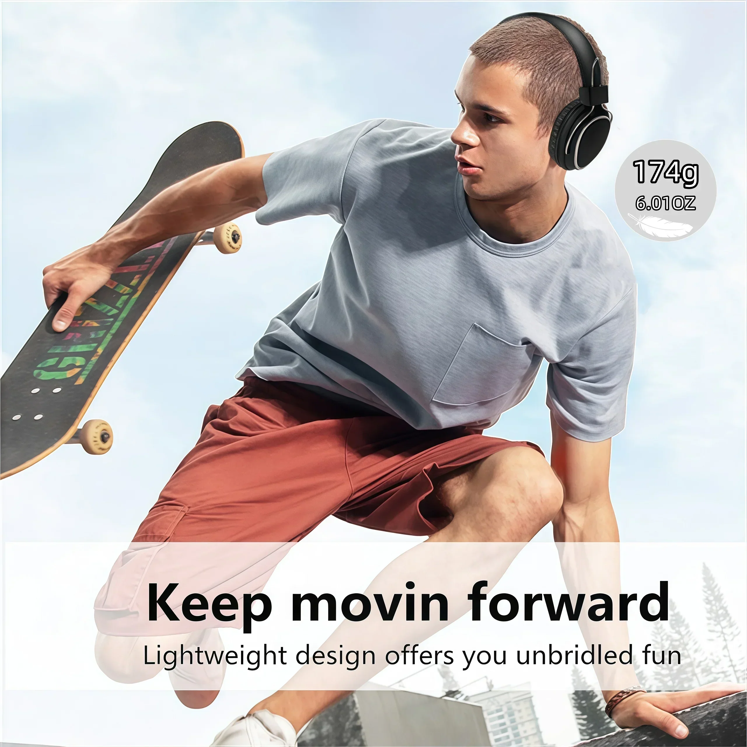 Foldable Wireless Bluetooth 5.3 Headphones with Mic Stereo Over Ear Wired Option - Image 3