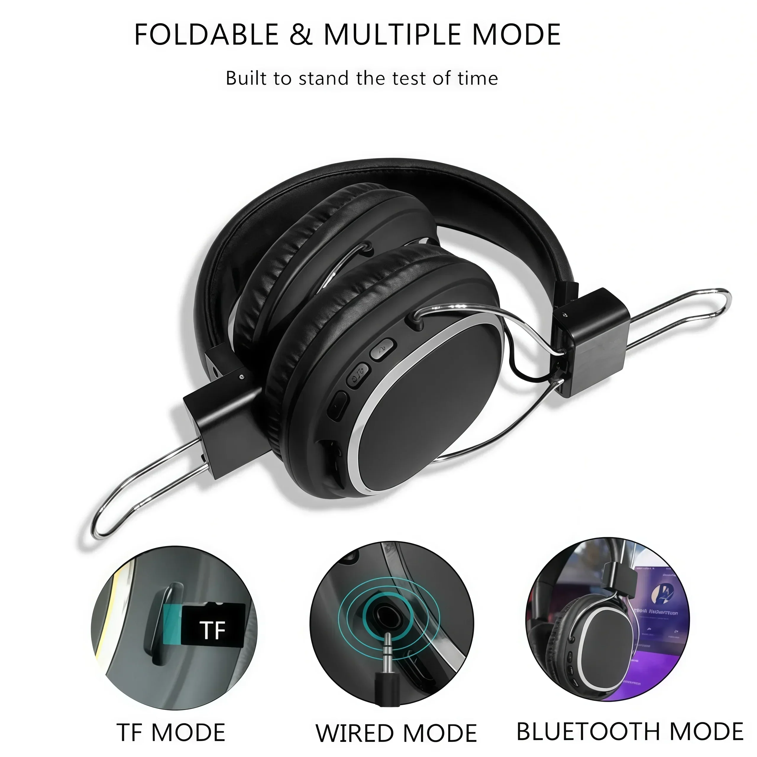 Foldable Wireless Bluetooth 5.3 Headphones with Mic Stereo Over Ear Wired Option - Image 4