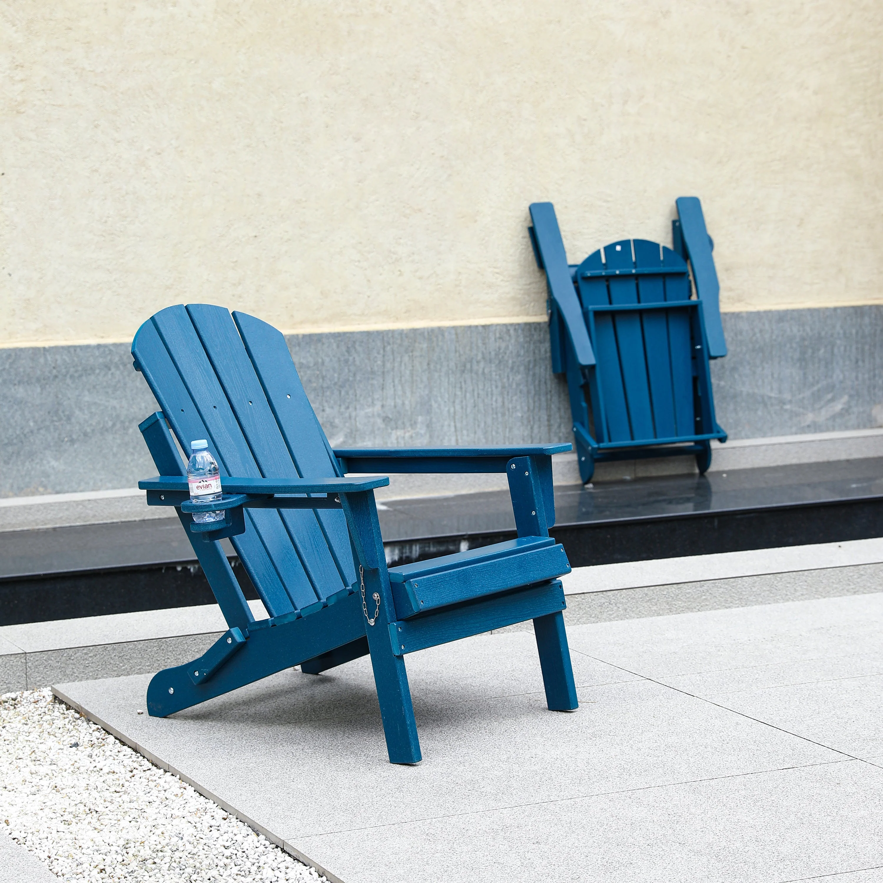Folding Adirondack Chair with Dual Cup Holder - Navy Blue - Image 10