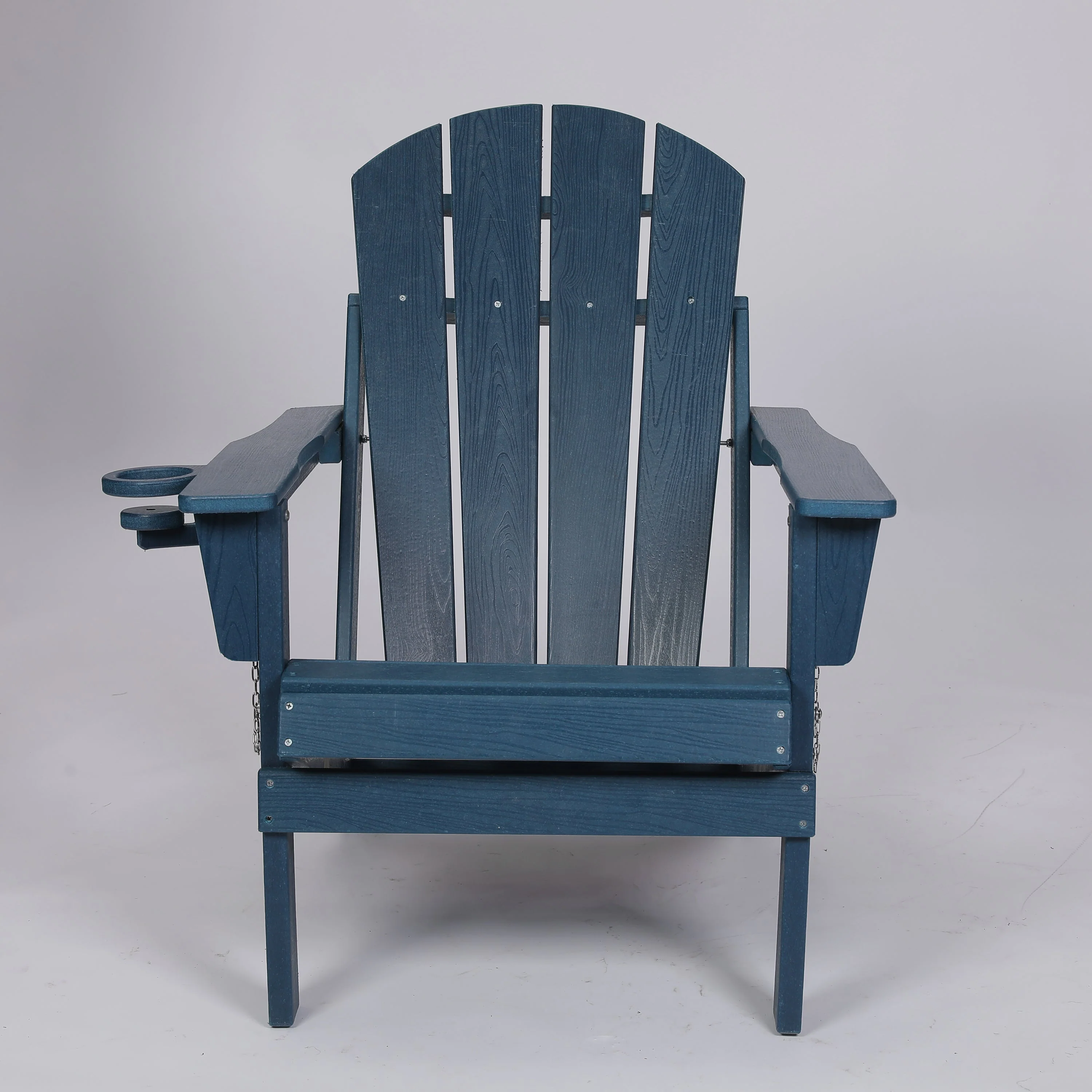 Folding Adirondack Chair with Dual Cup Holder - Navy Blue - Image 3