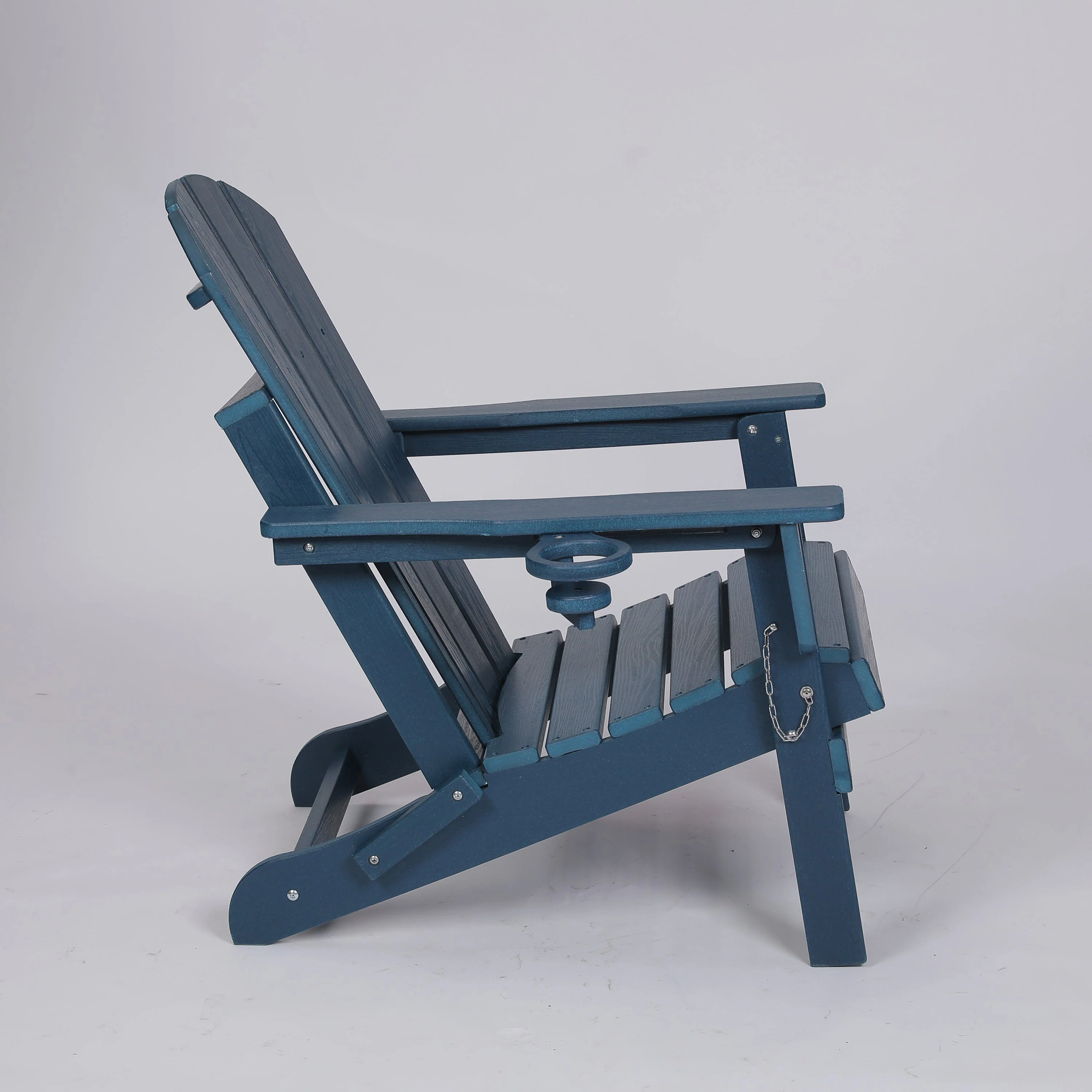 Folding Adirondack Chair with Dual Cup Holder - Navy Blue - Image 4