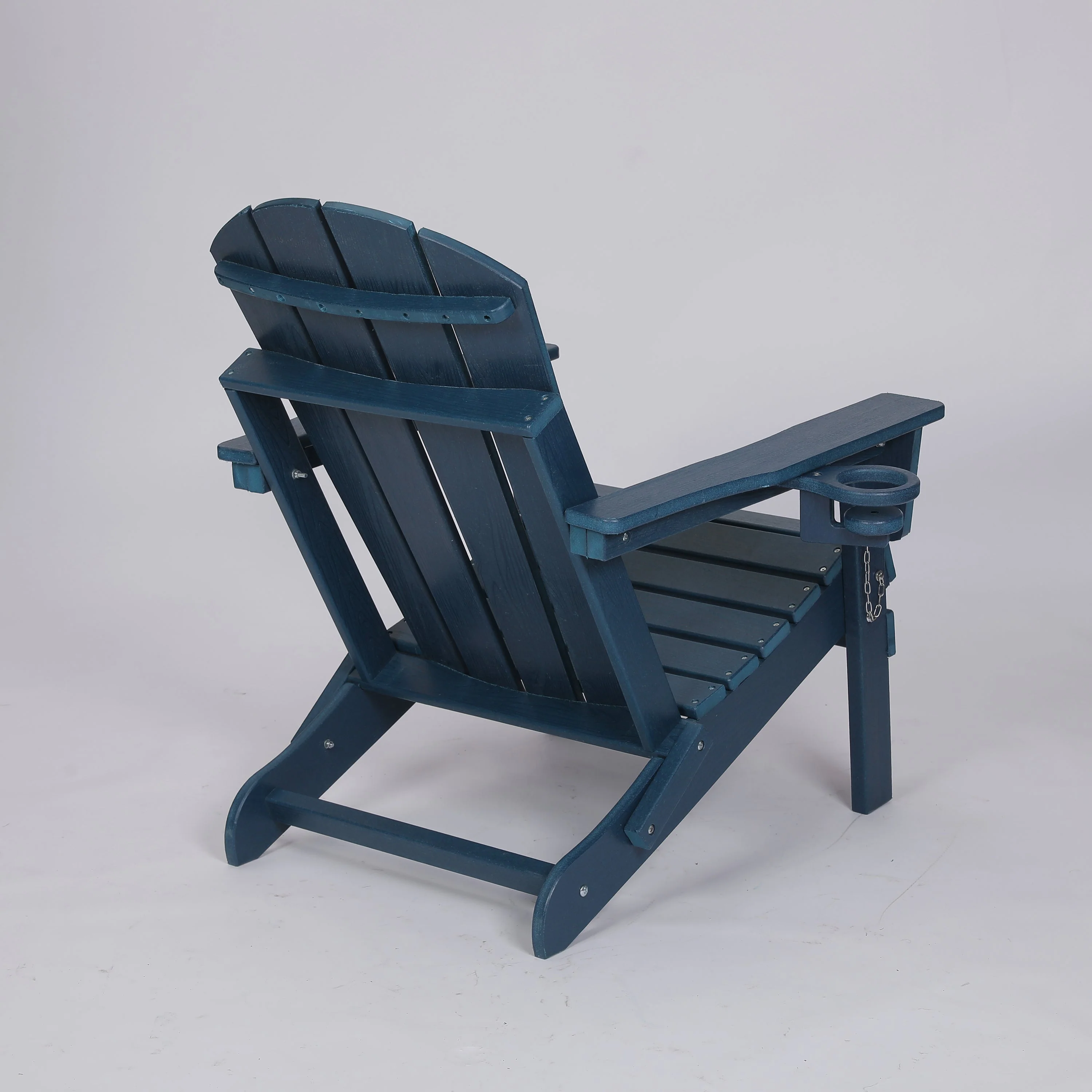 Folding Adirondack Chair with Dual Cup Holder - Navy Blue - Image 5