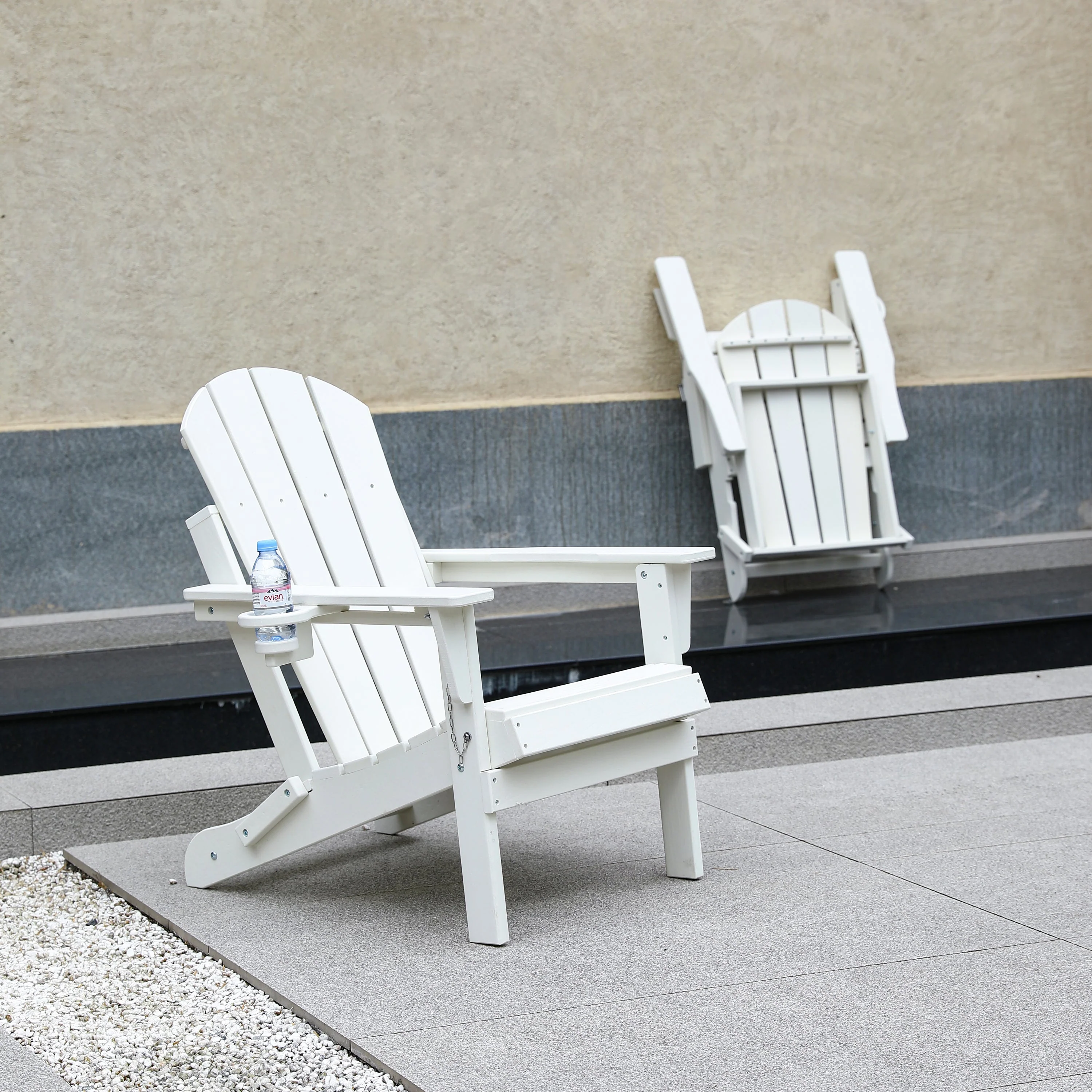 Folding Adirondack Chair with Dual Cup Holder - White - Image 11