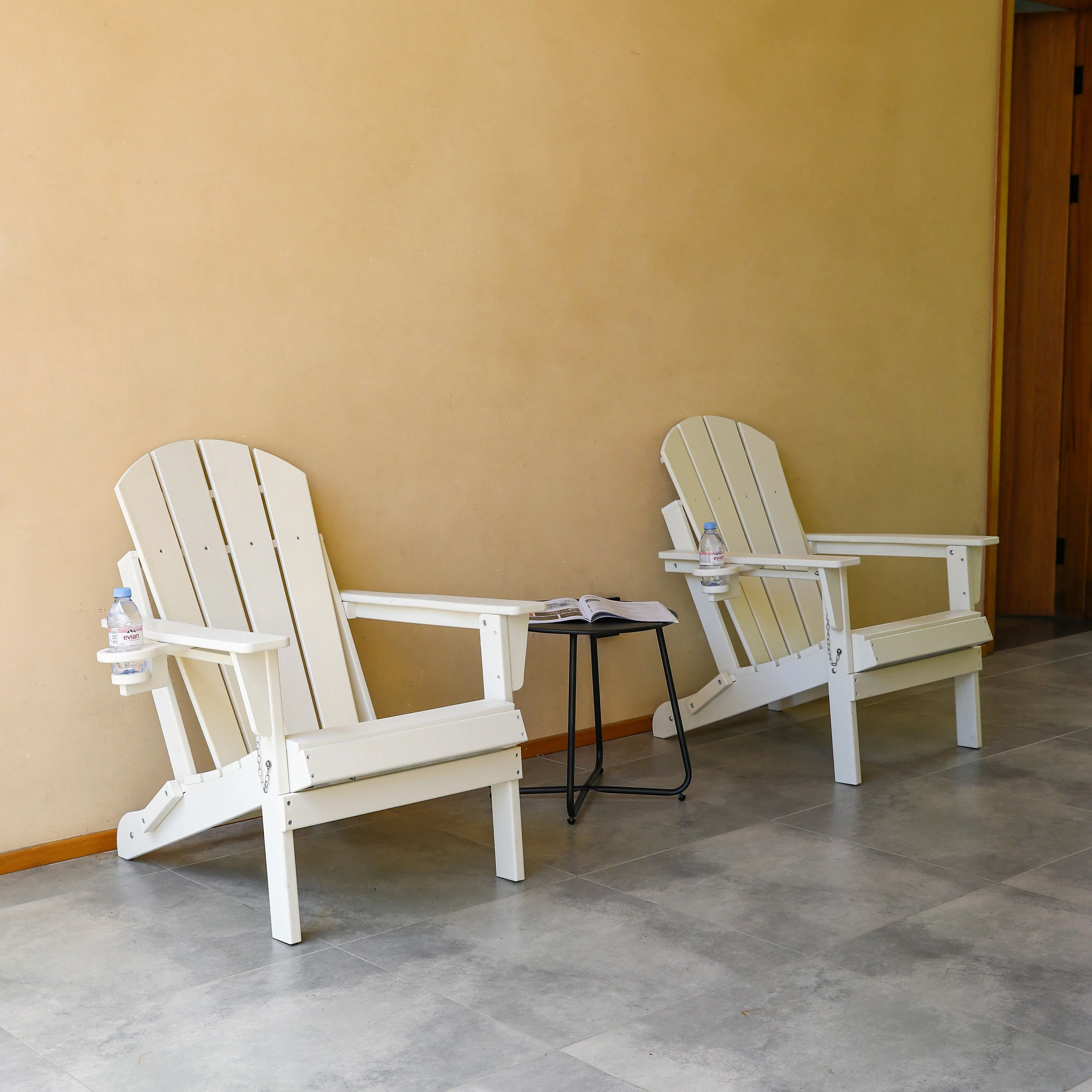 Folding Adirondack Chair with Dual Cup Holder - White - Image 12