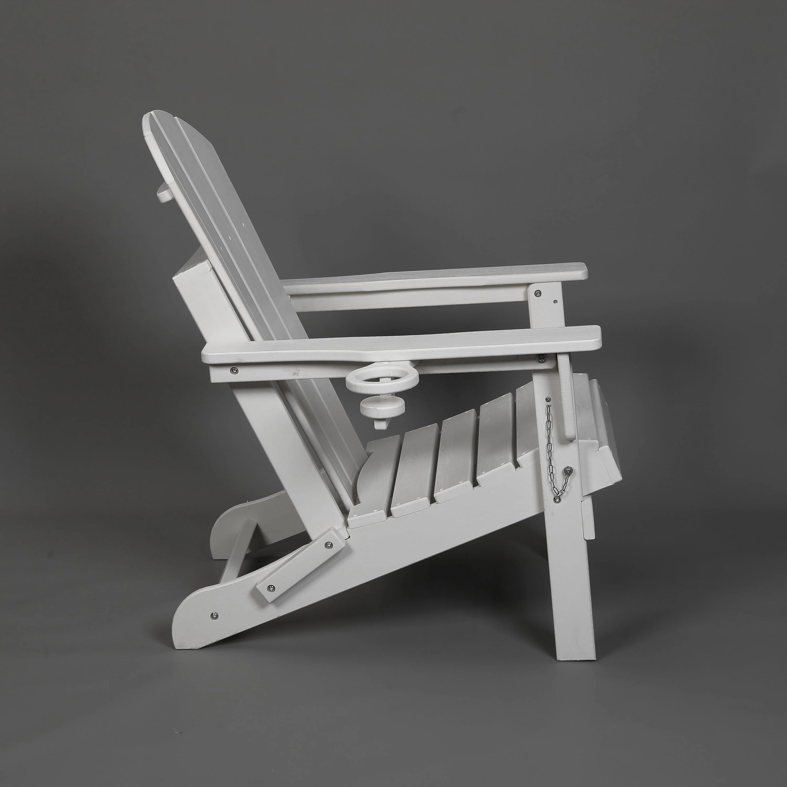 Folding Adirondack Chair with Dual Cup Holder - White - Image 4