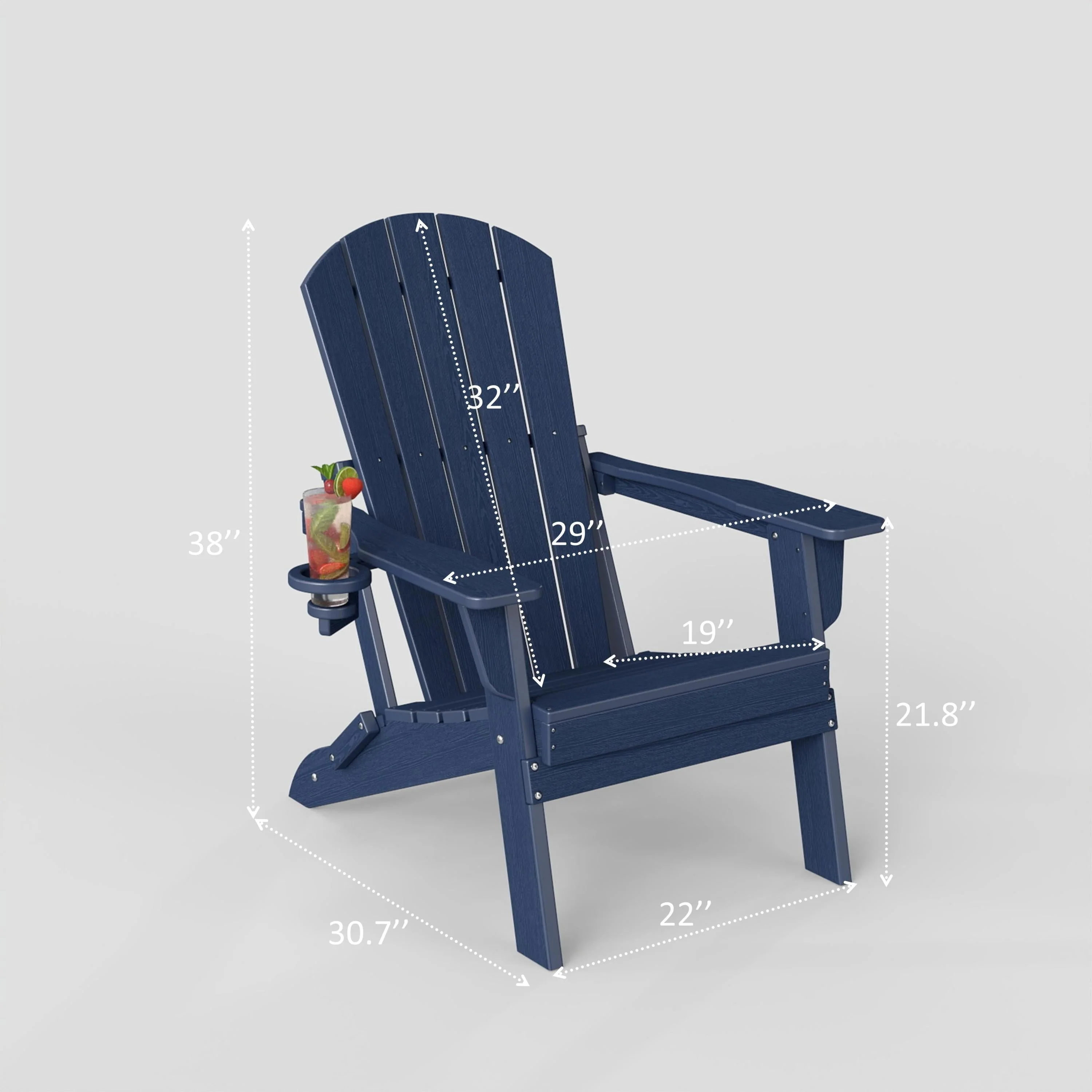 Folding Adirondack Chair Wood Texture Navy Blue - Image 2