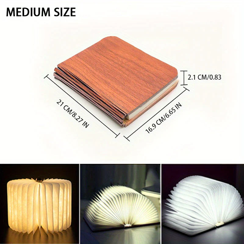 Folding Book Lamp – Rechargeable LED Bedside Light, 3-Color Portable Night Light - Image 10