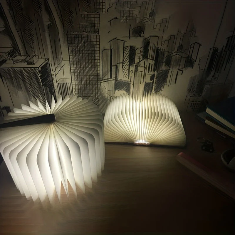 Folding Book Lamp – Rechargeable LED Bedside Light, 3-Color Portable Night Light - Image 2