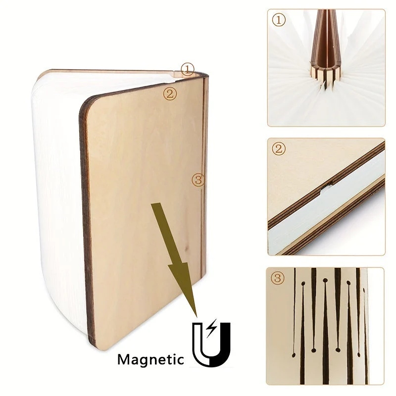 Folding Book Lamp – Rechargeable LED Bedside Light, 3-Color Portable Night Light - Image 3
