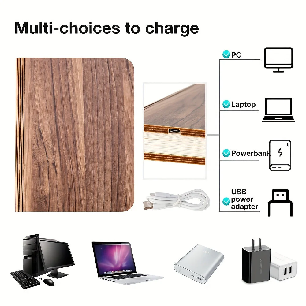 Folding Book Lamp – Rechargeable LED Bedside Light, 3-Color Portable Night Light - Image 5
