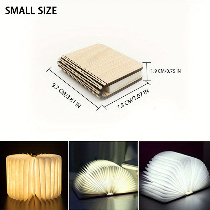 Folding Book Lamp – Rechargeable LED Bedside Light, 3-Color Portable Night Light - Image 7