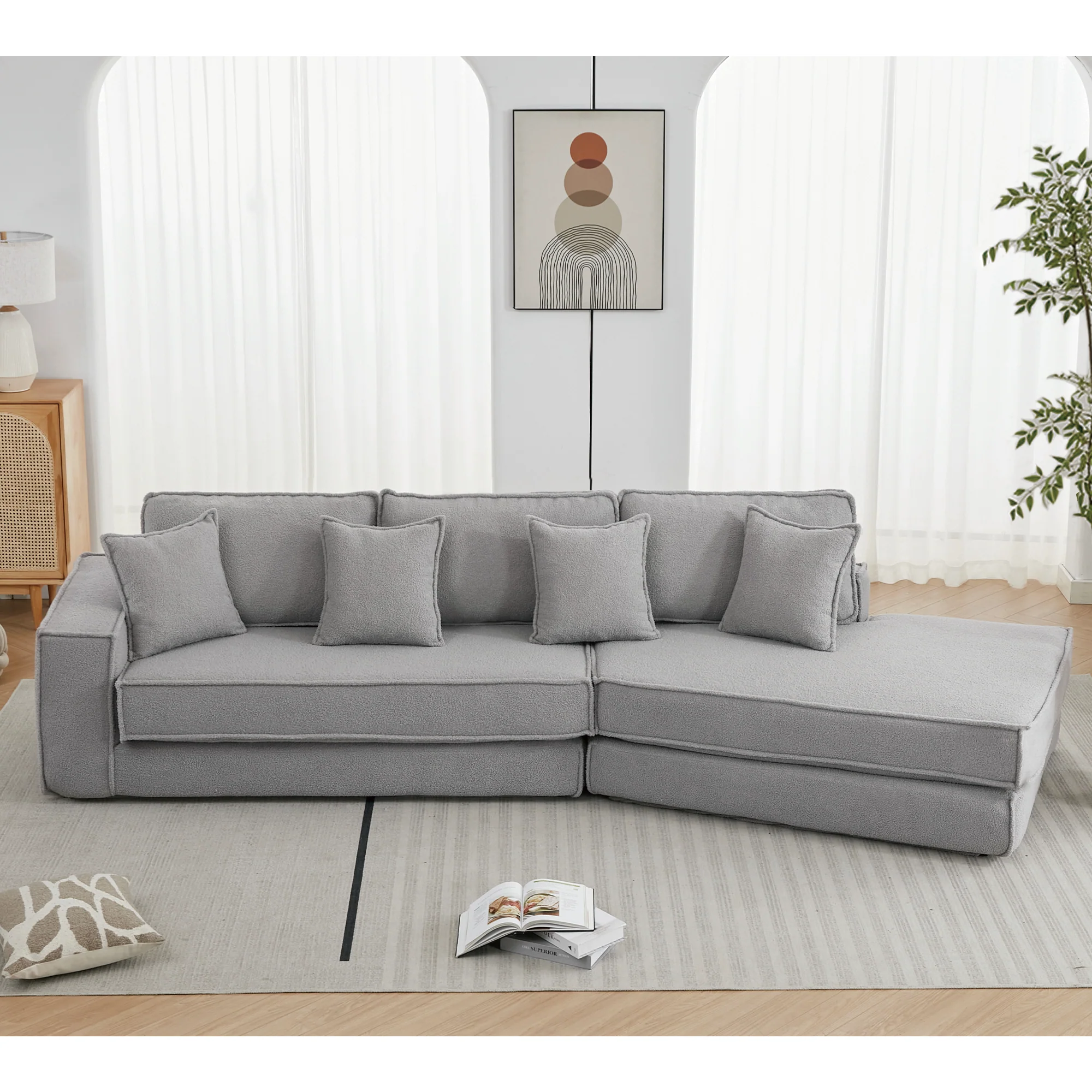 Folding Convertible 3-Seat Sleeper Sofa Bed in Gray - Image 10