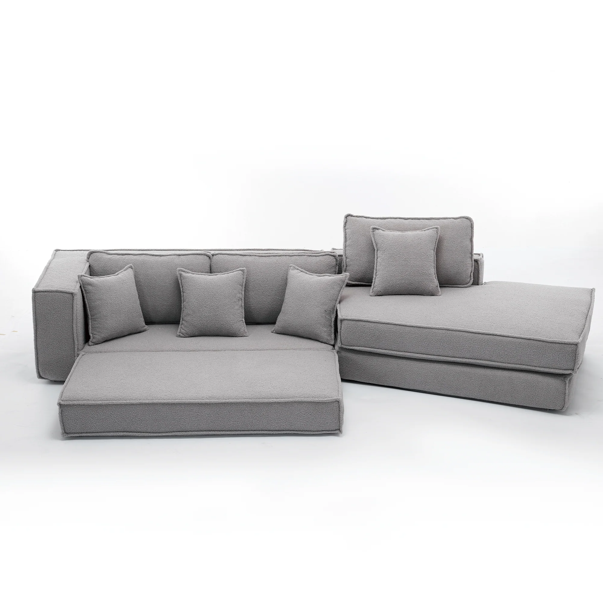 Folding Convertible 3-Seat Sleeper Sofa Bed in Gray - Image 16