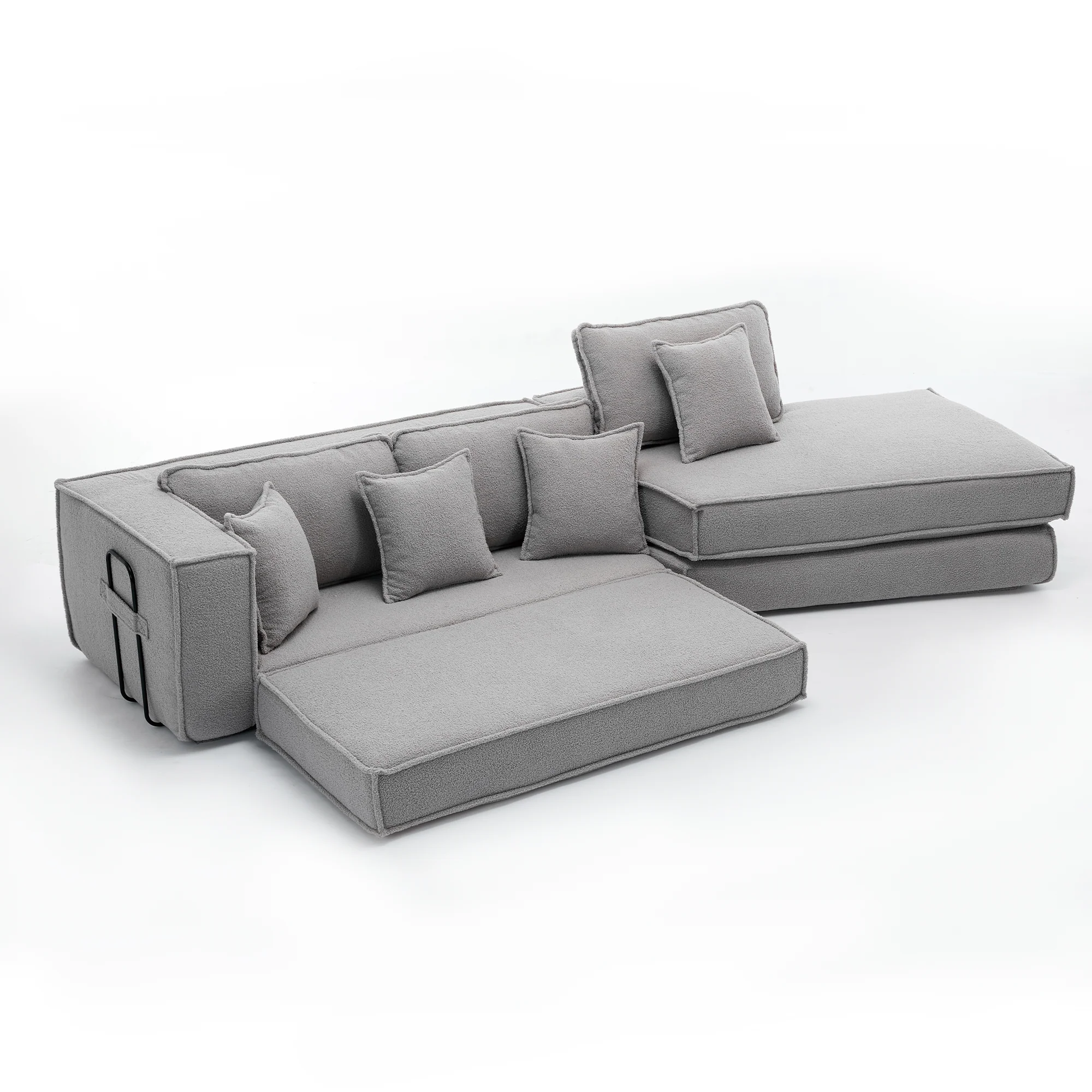 Folding Convertible 3-Seat Sleeper Sofa Bed in Gray - Image 17