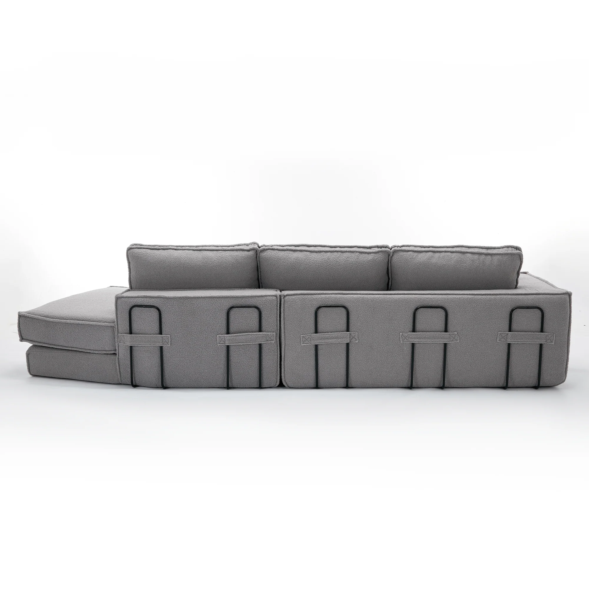 Folding Convertible 3-Seat Sleeper Sofa Bed in Gray - Image 20