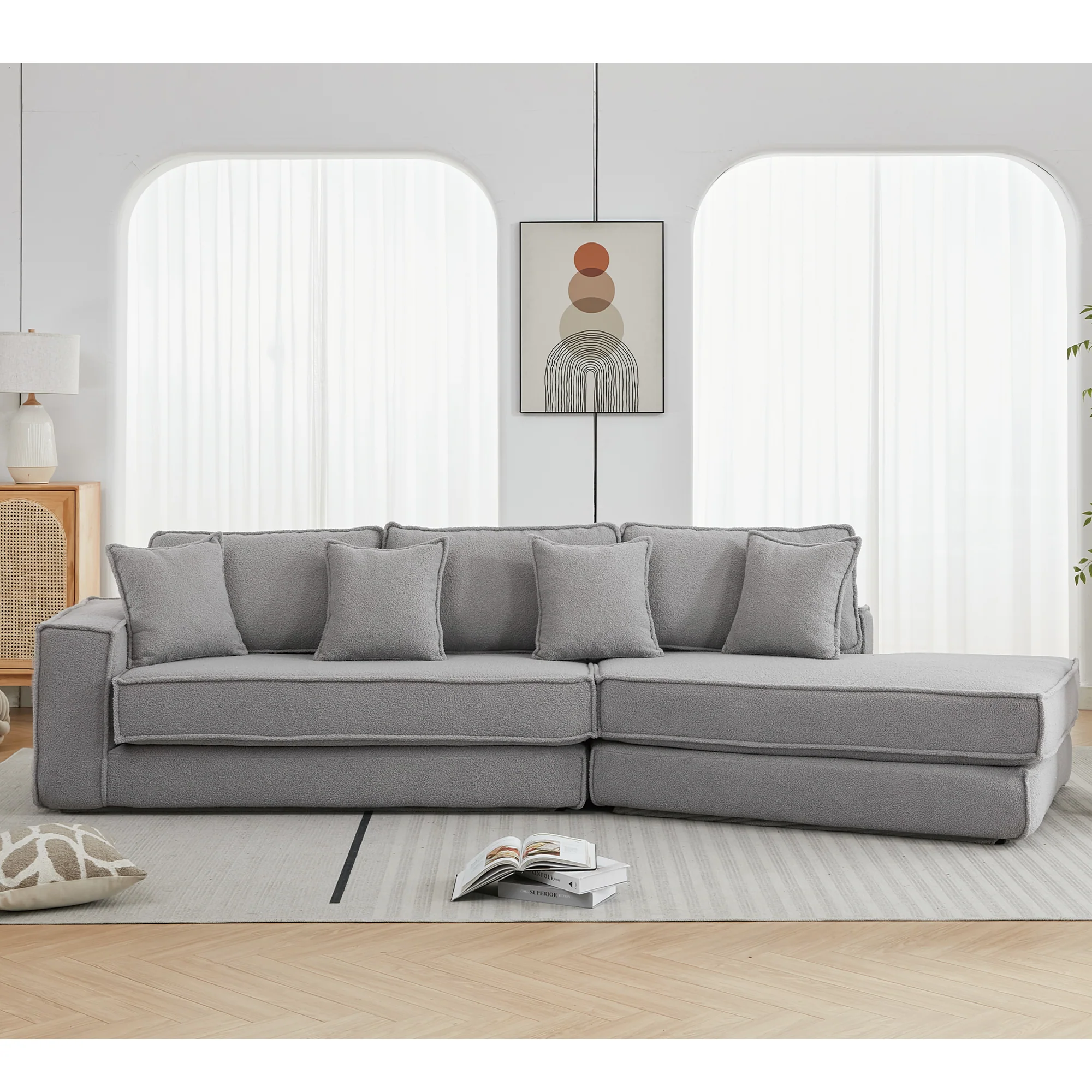 Folding Convertible 3-Seat Sleeper Sofa Bed in Gray - Image 7