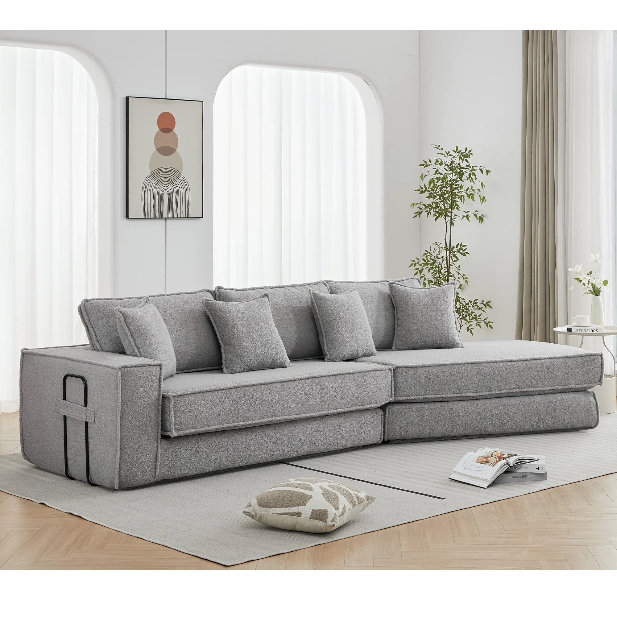 Folding Convertible 3-Seat Sleeper Sofa Bed in Gray - Image 8
