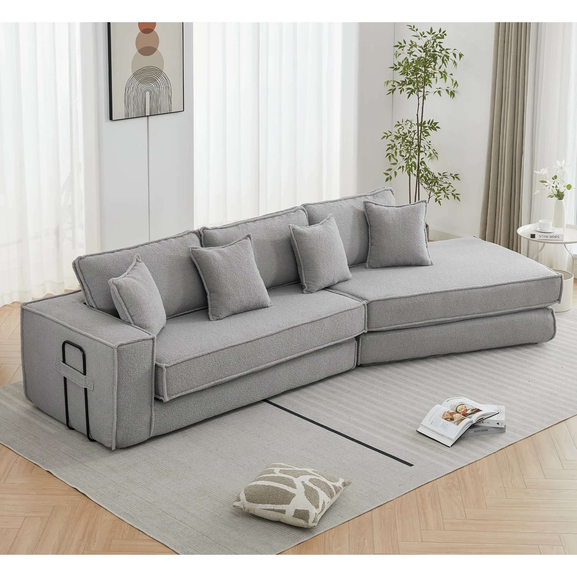 Folding Convertible 3-Seat Sleeper Sofa Bed in Gray - Image 9