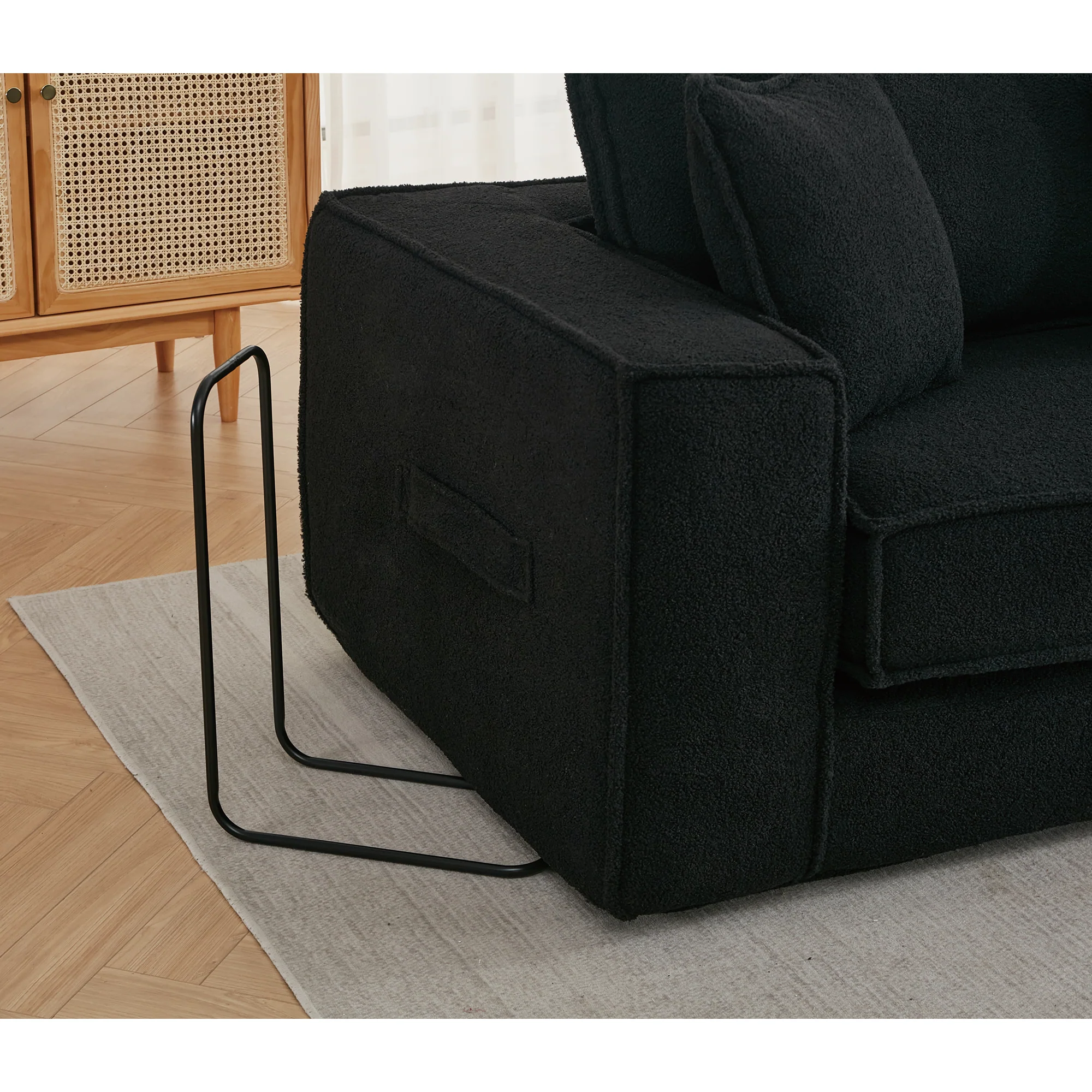 Folding Convertible Out Sleeper Sofa Bed 3-Seat Black - Image 14
