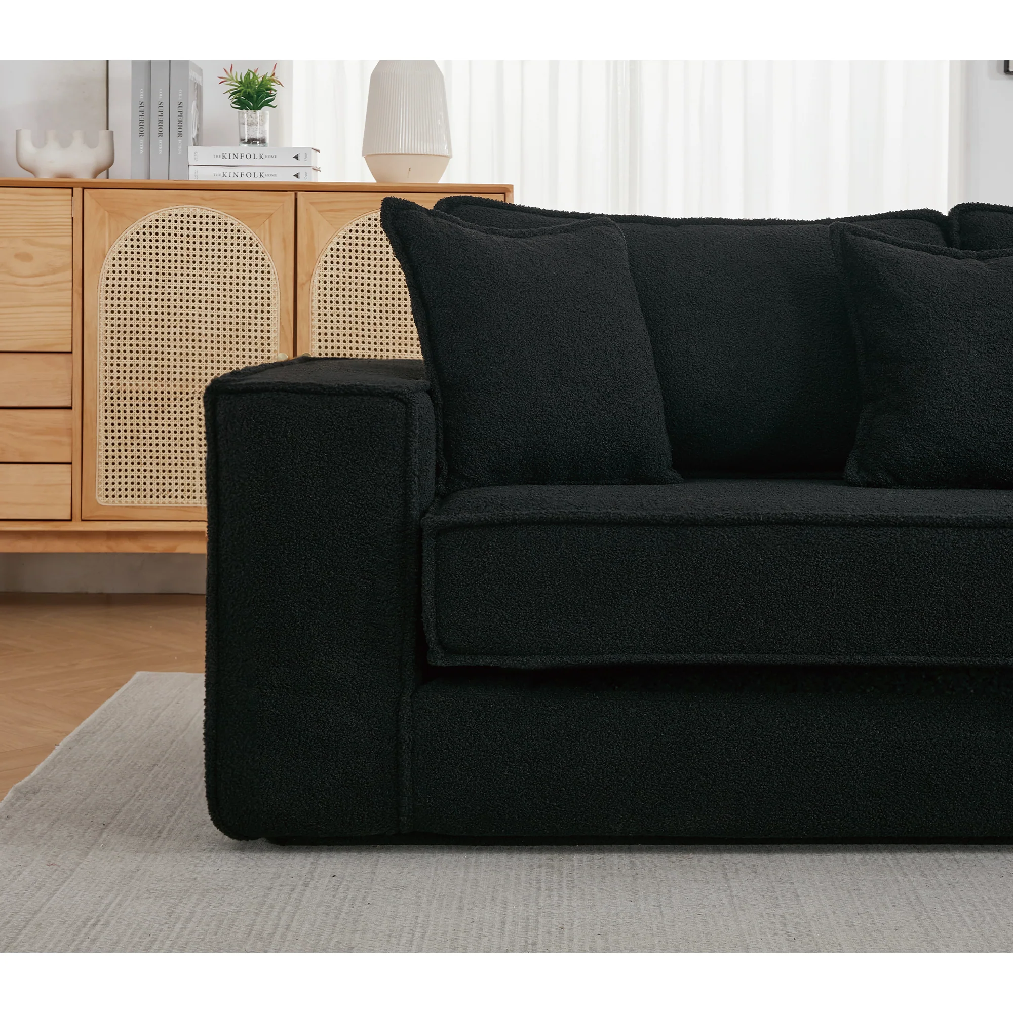 Folding Convertible Out Sleeper Sofa Bed 3-Seat Black - Image 16