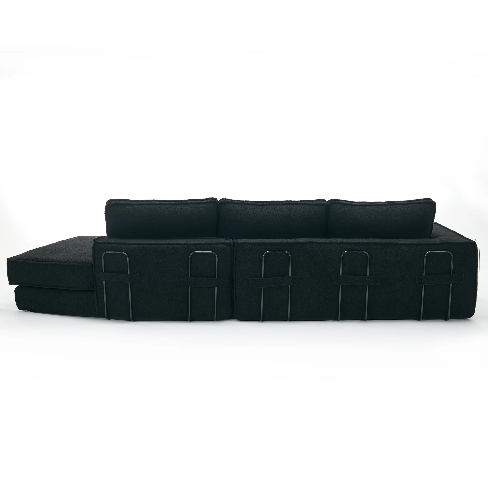 Folding Convertible Out Sleeper Sofa Bed 3-Seat Black - Image 17